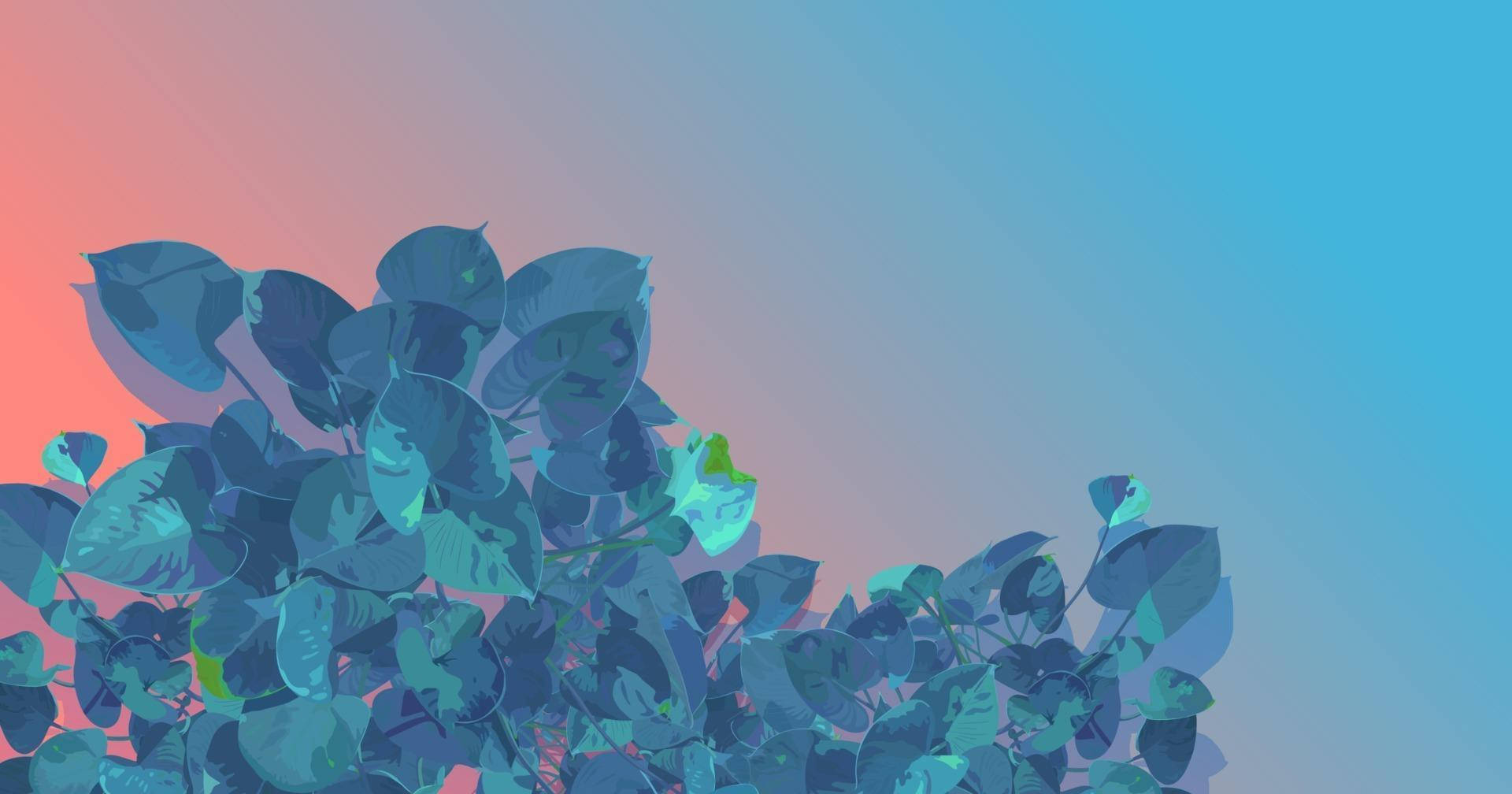 Brillo Estético de Hojas Azules Fondos de pantalla