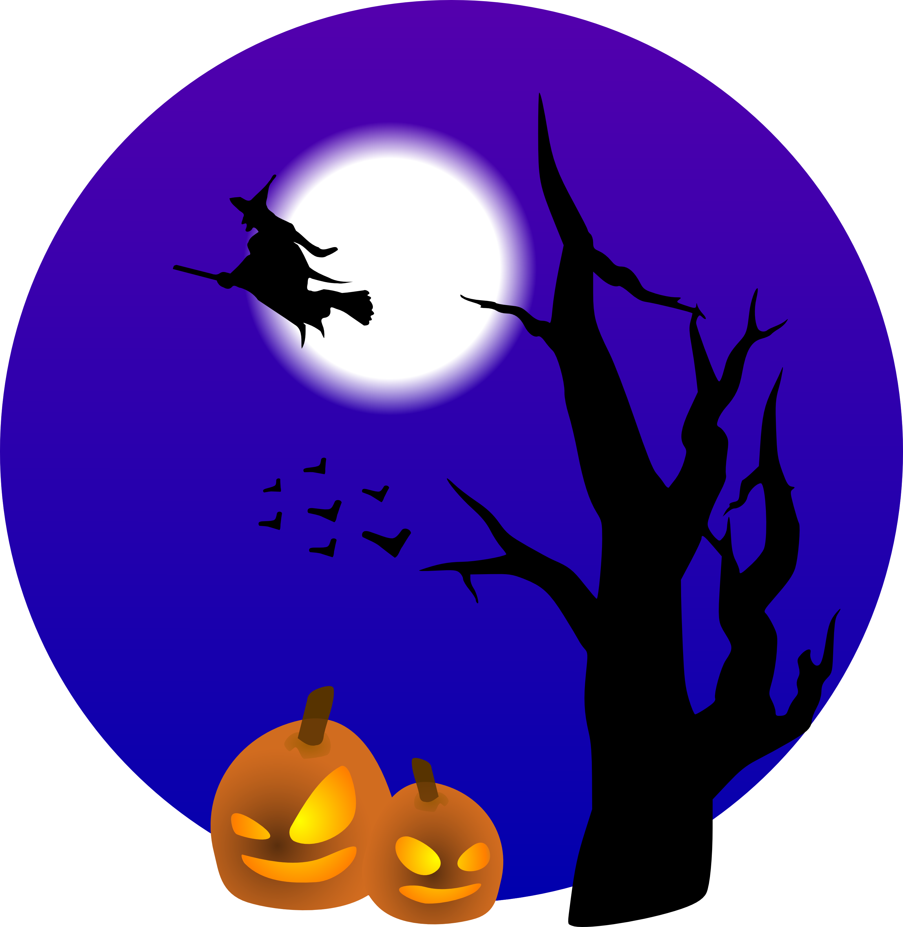 Bruja de Halloween Volando Bajo la Luna Llena Fondos de pantalla