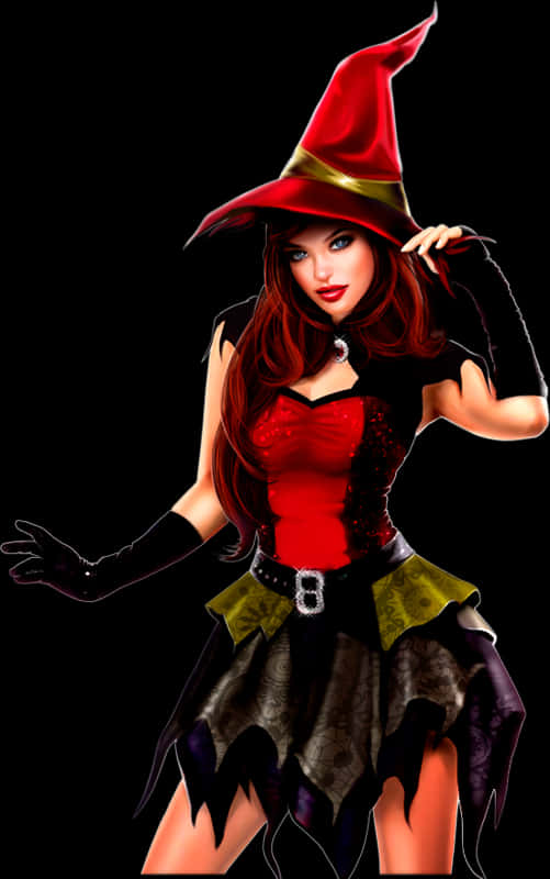 Bruja Encantadora con Sombrero Rojo Fondos de pantalla