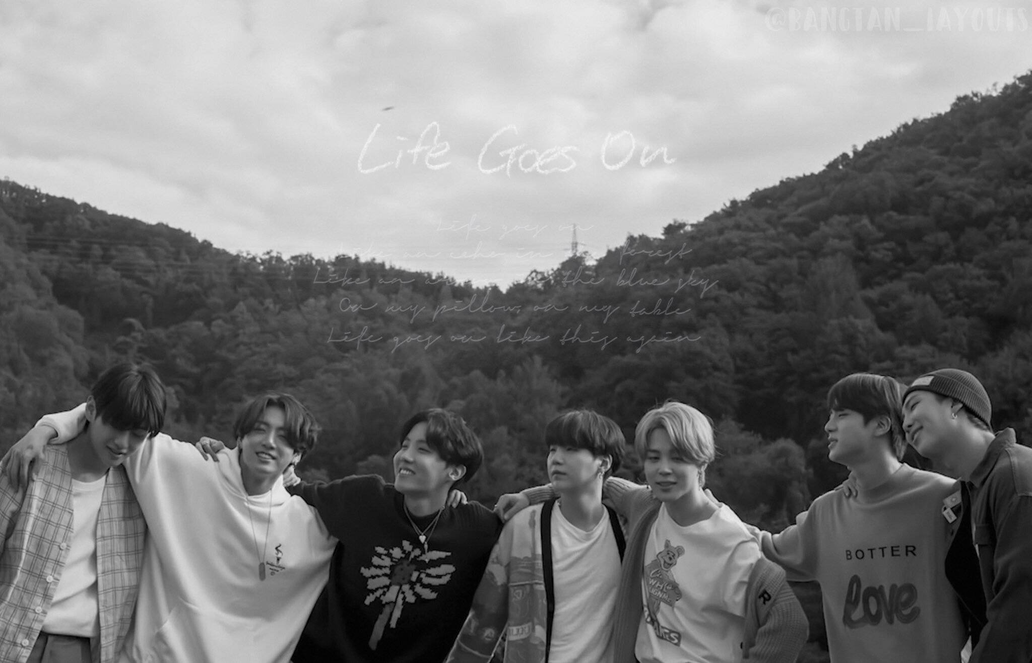 BTS Life Goes On en escala de grises Fondos de pantalla