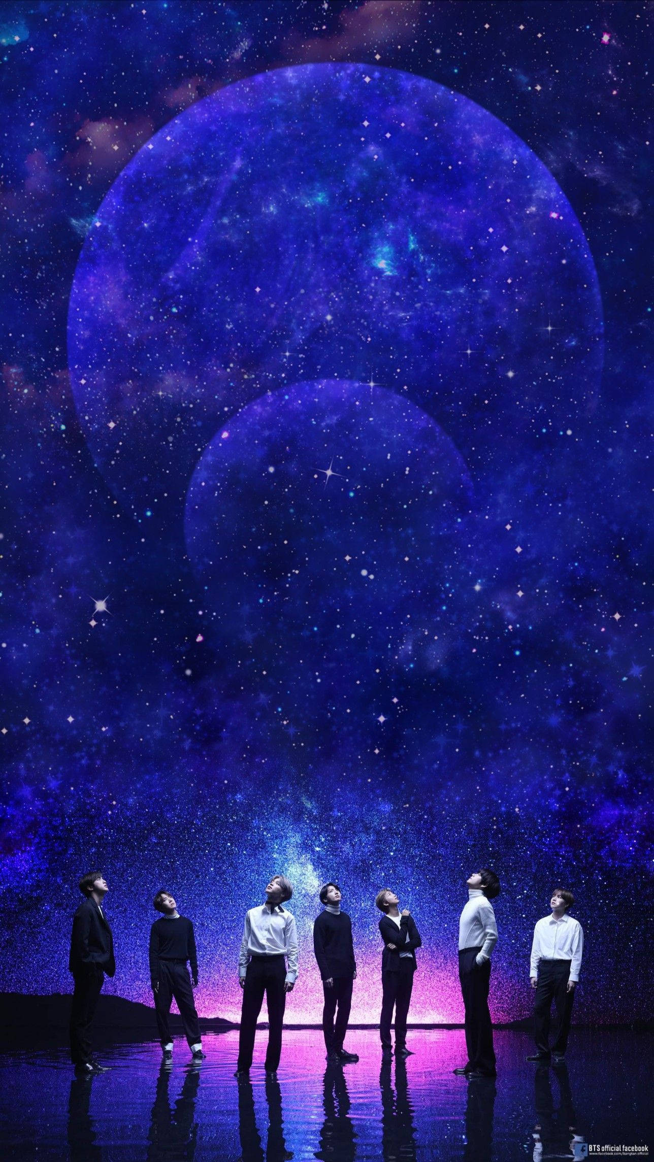 BTS sobre un fondo púrpura pastel brillante Fondos de pantalla