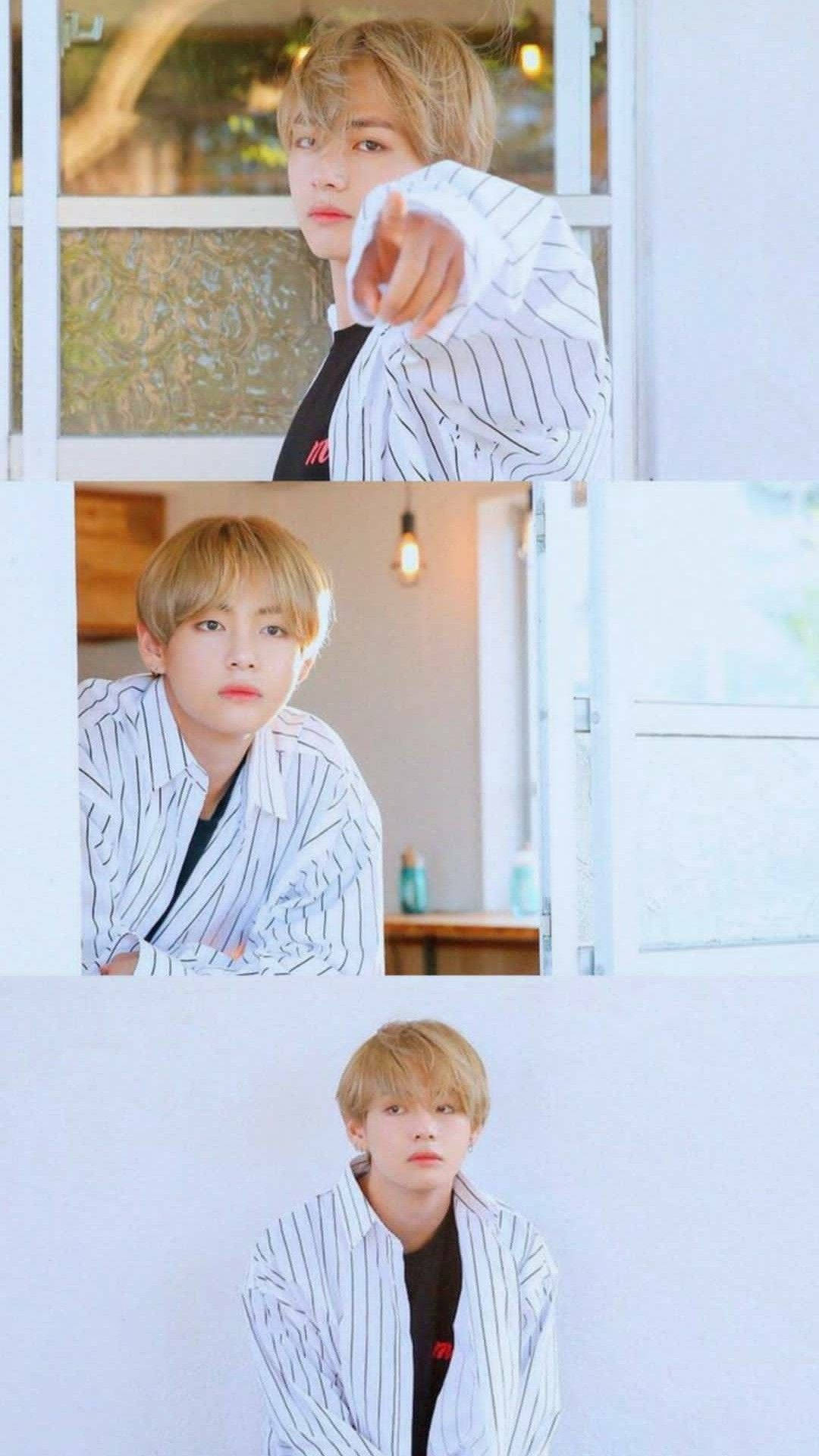 BTS V Collage Blanco Fondos de pantalla