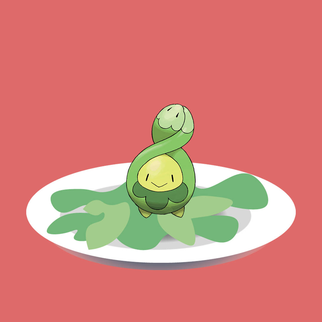 Budew en Plato con Hojas Fondos de pantalla