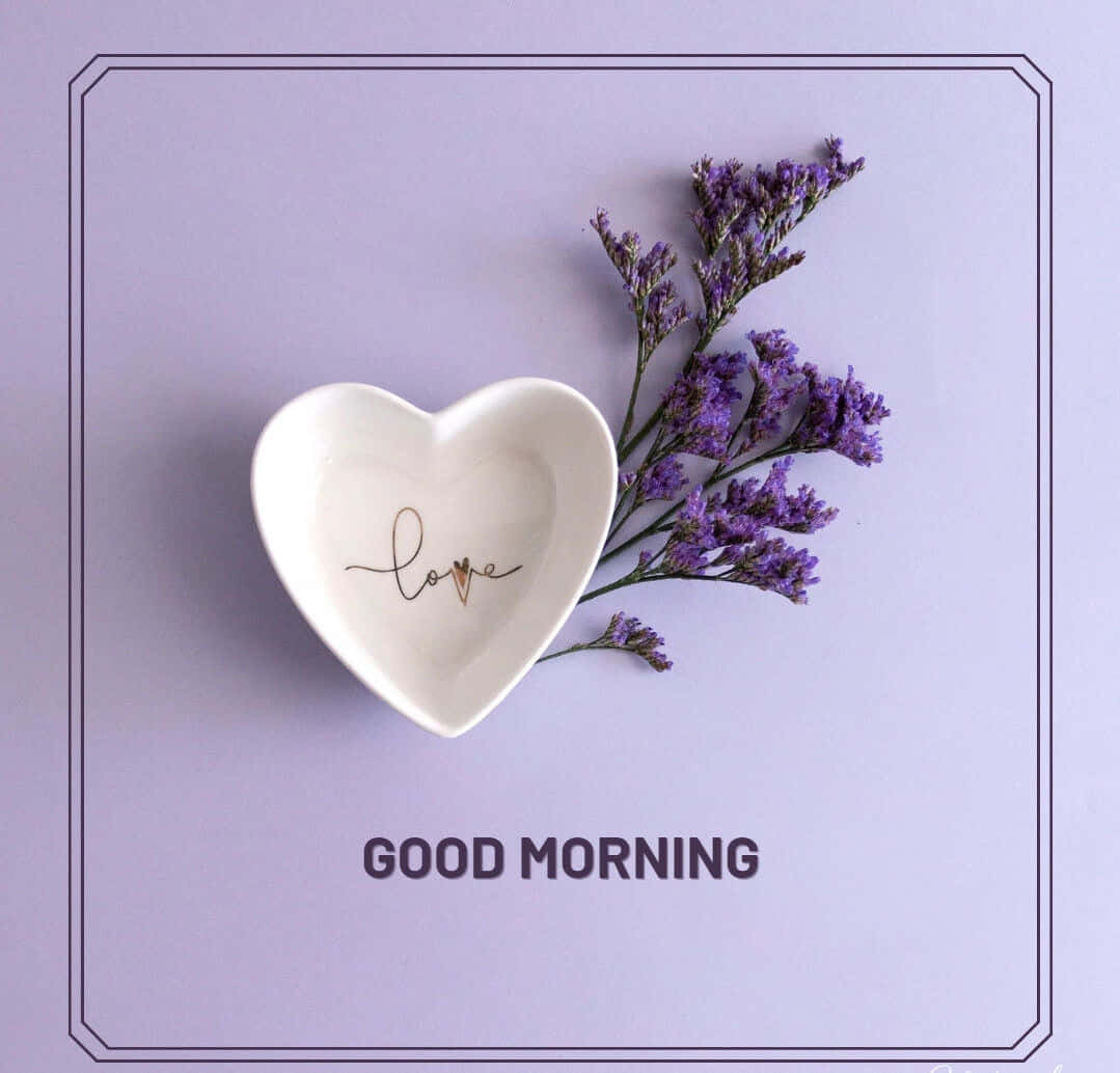 Buenos Días Amor Plato Corazón y Lavanda Fondos de pantalla