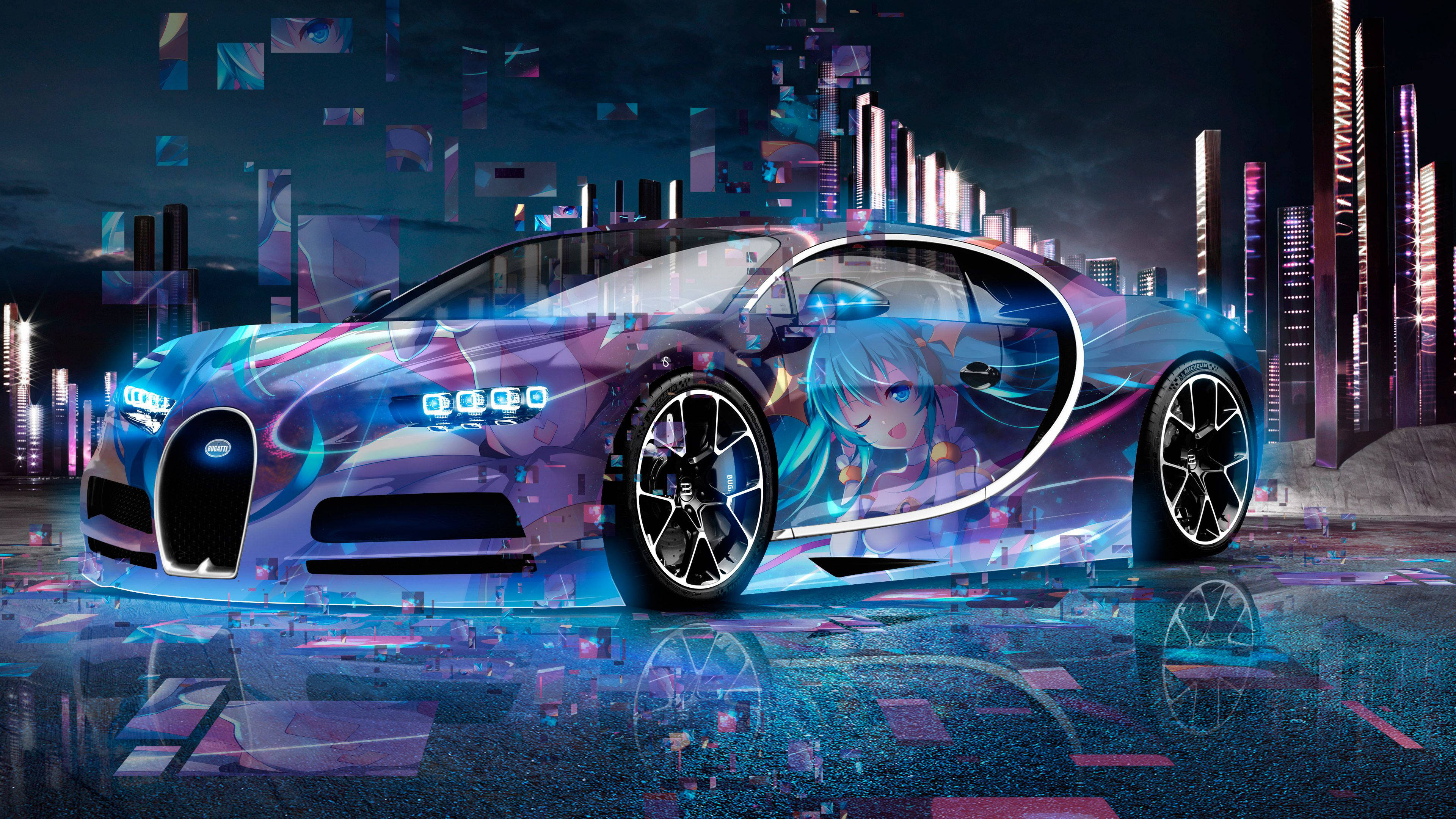 Bugatti Chiron Coche Anime Fondos de pantalla