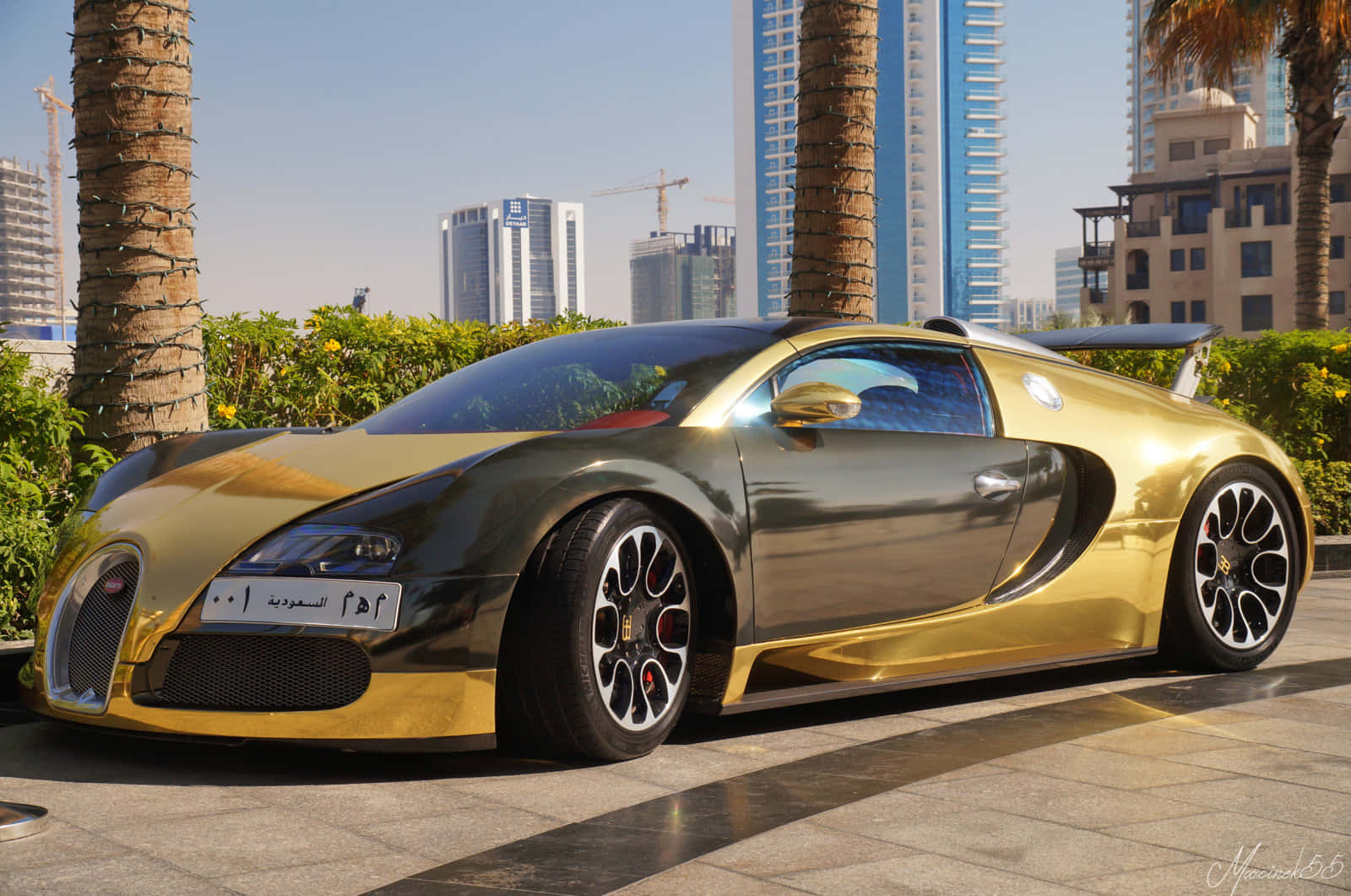 Bugatti Veyron Dorado Estacionado Fondos de pantalla