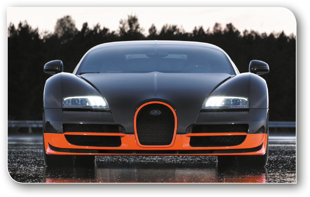Bugatti Veyron Naranja y Negro Vista Frontal Fondos de pantalla