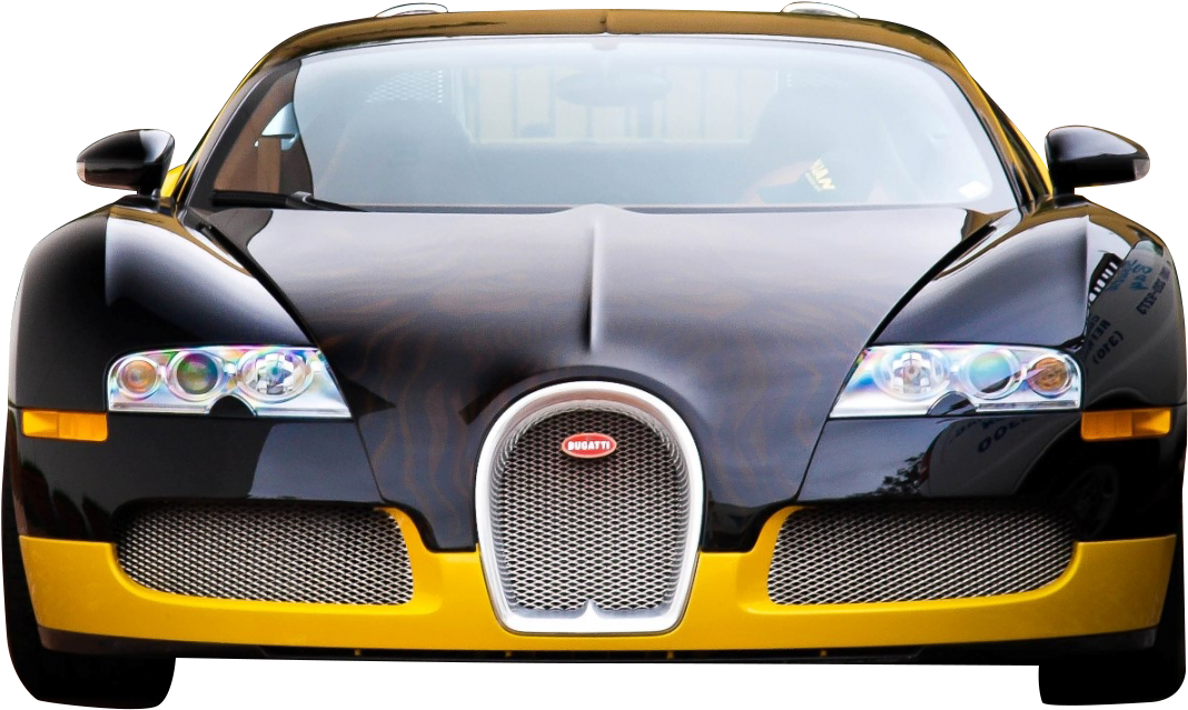Bugatti Veyron negra y amarilla vista frontal Fondos de pantalla