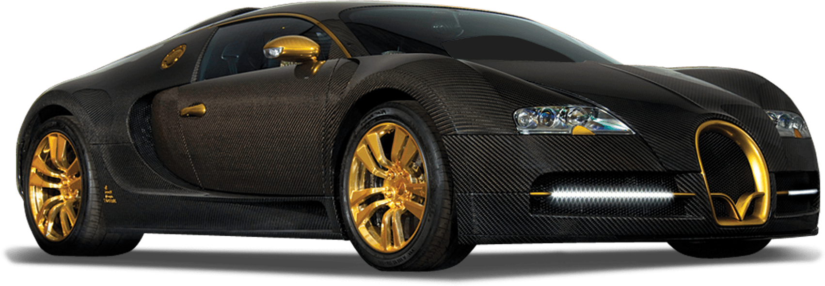 Bugatti Veyron negro con detalles dorados vista lateral Fondos de pantalla