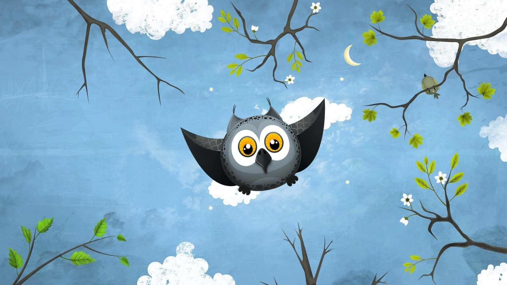 Búho adorable durmiendo en un árbol Fondos de pantalla