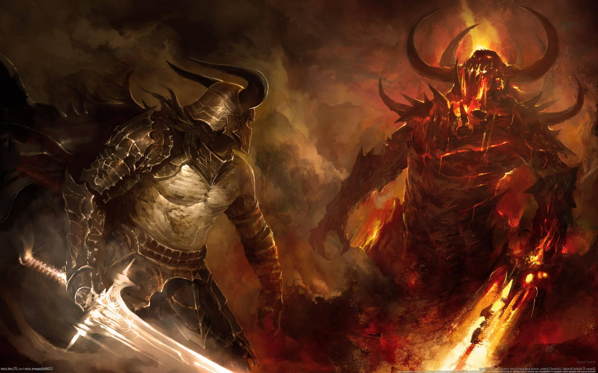 Caballero y Demonio en Batalla Anime Fondos de pantalla