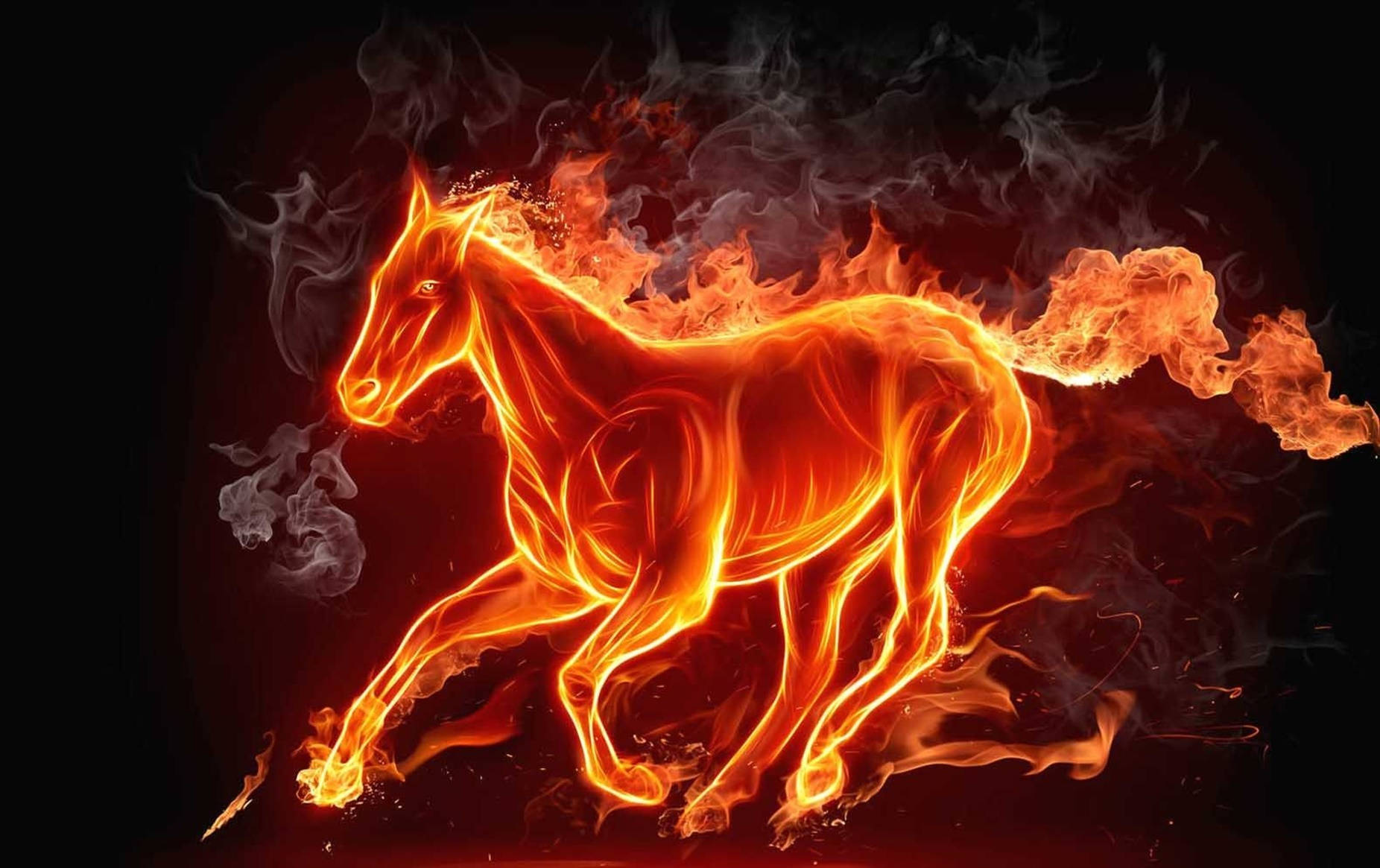 Caballo Ardiente Corriendo Animación 3D Fondos de pantalla