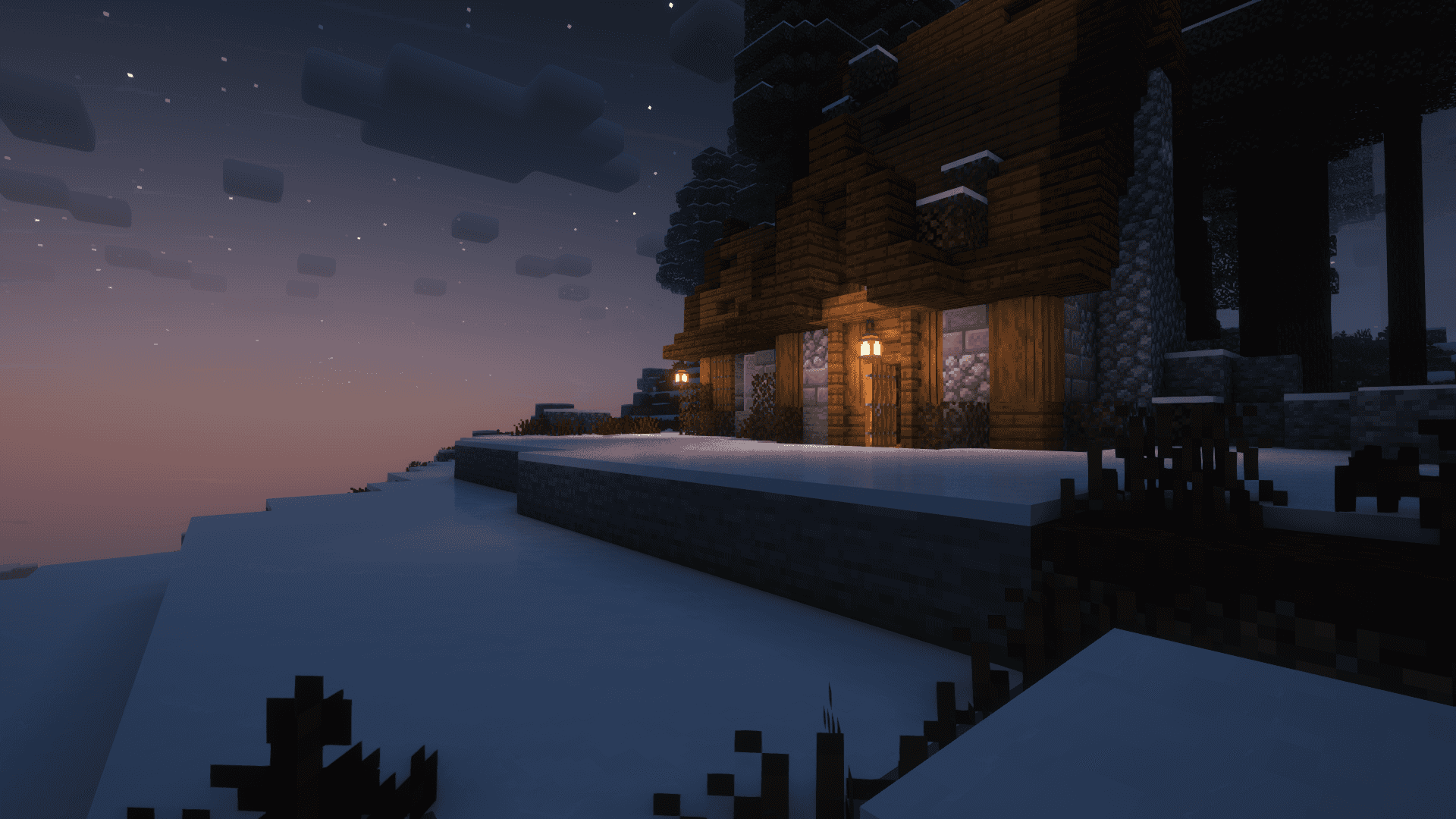 Cabaña de Minecraft Cubierta de Nieve Fondos de pantalla