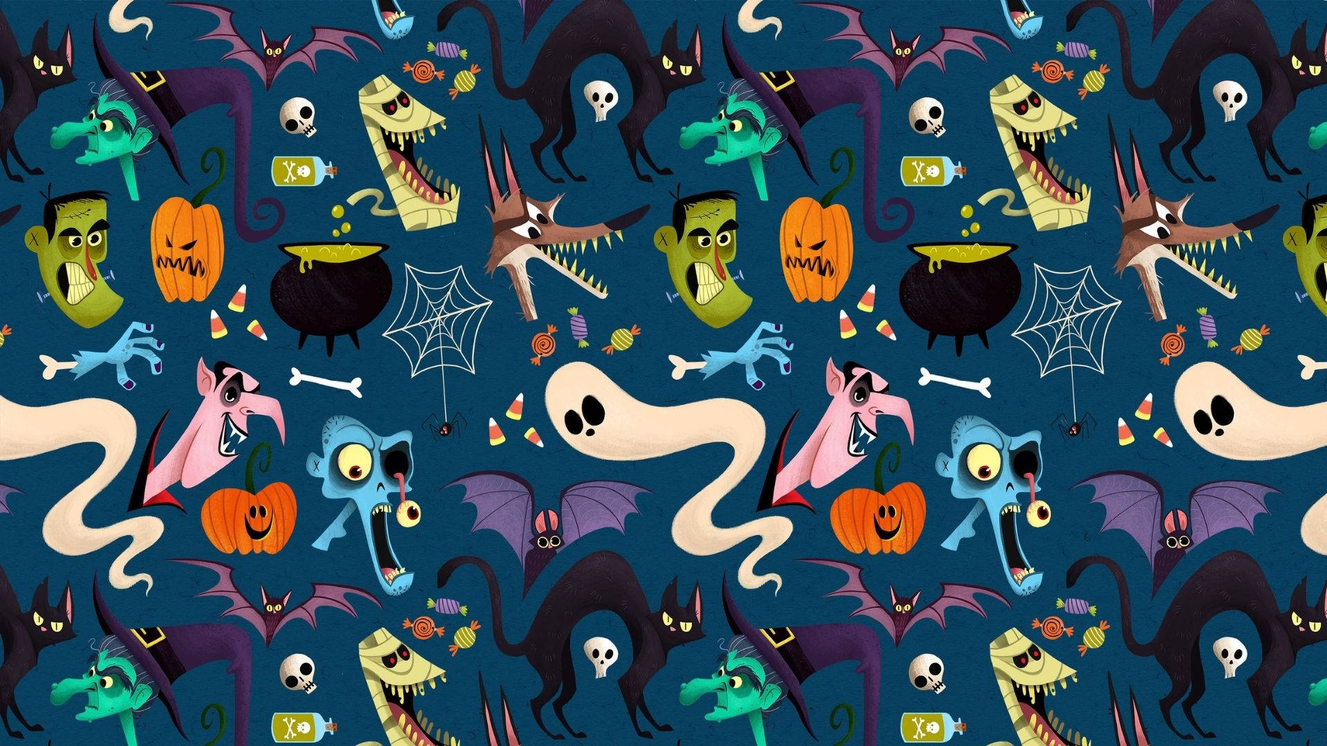 Cabezas Flotantes de Halloween Animadas Fondos de pantalla