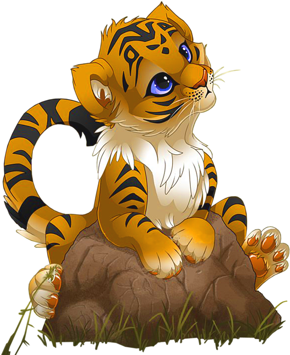 Cachorro de tigre adorable estilo anime Fondos de pantalla