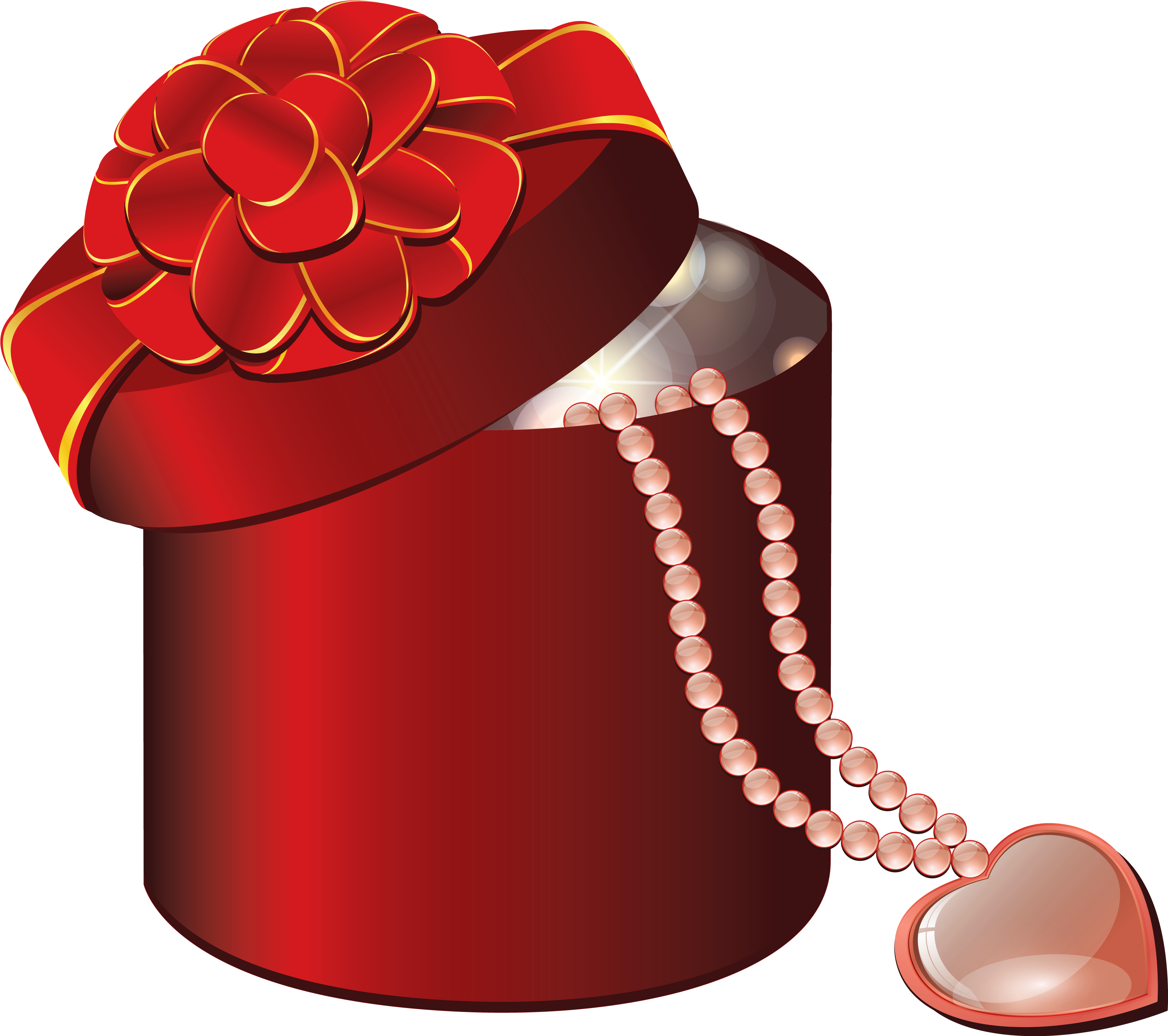 Caja de Regalo de San Valentín y Collar de Perlas Fondos de pantalla