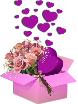 Caja de Regalo Romántica con Corazones y Rosas Fondos de pantalla