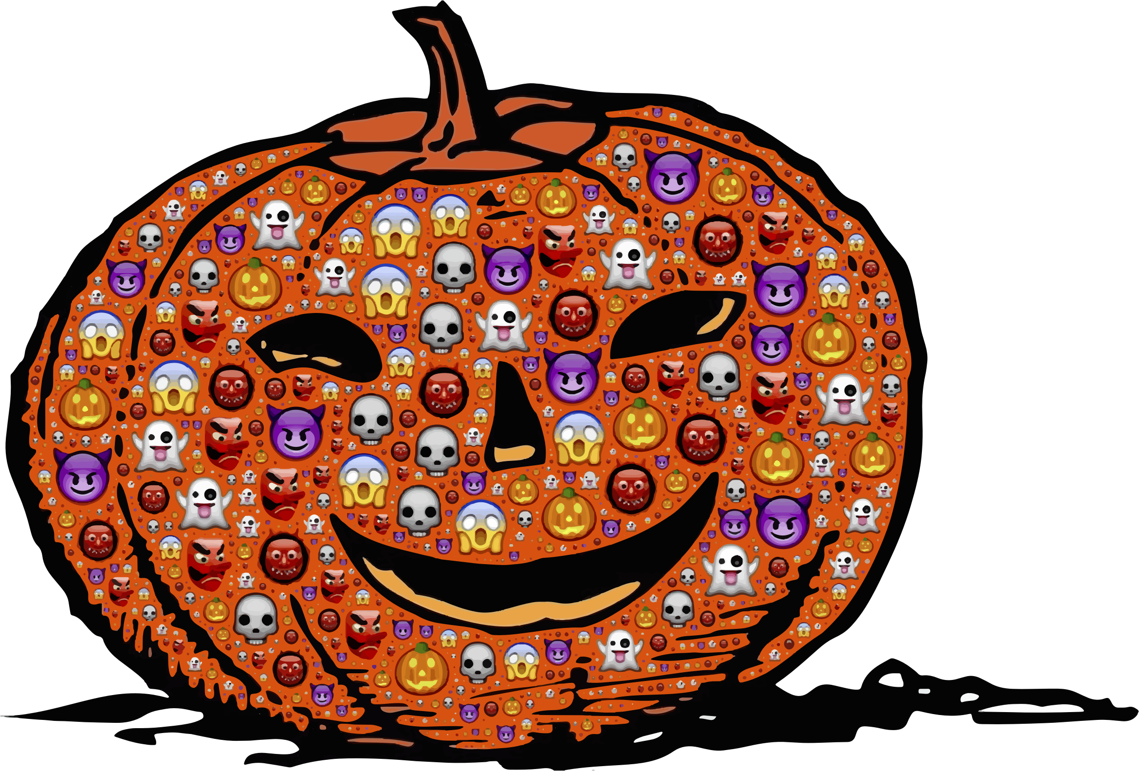 Calabaza de Halloween con Patrón de Emojis.PNG Fondos de pantalla