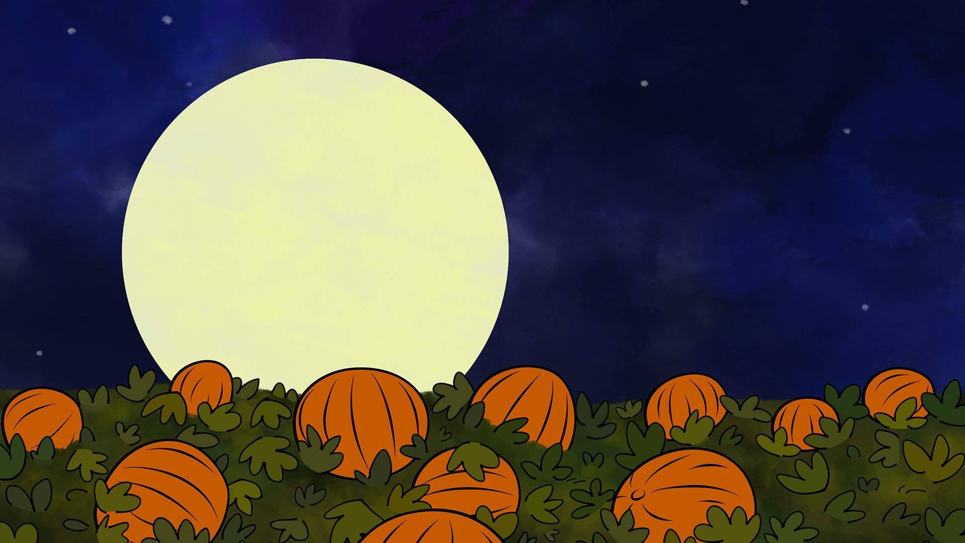 Calabazas y Luna de Halloween con Estética Tierna Fondos de pantalla