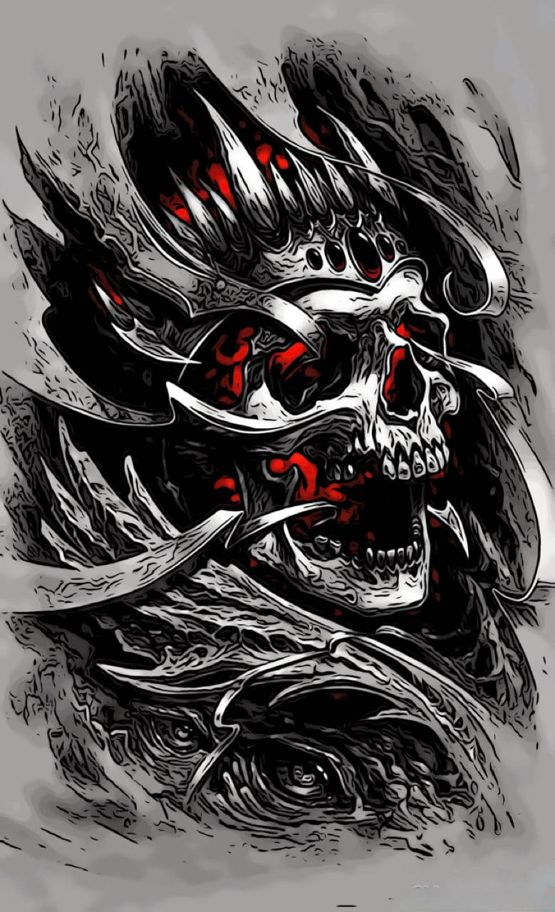 Calavera de Gangster Roja y Blanca Fondos de pantalla