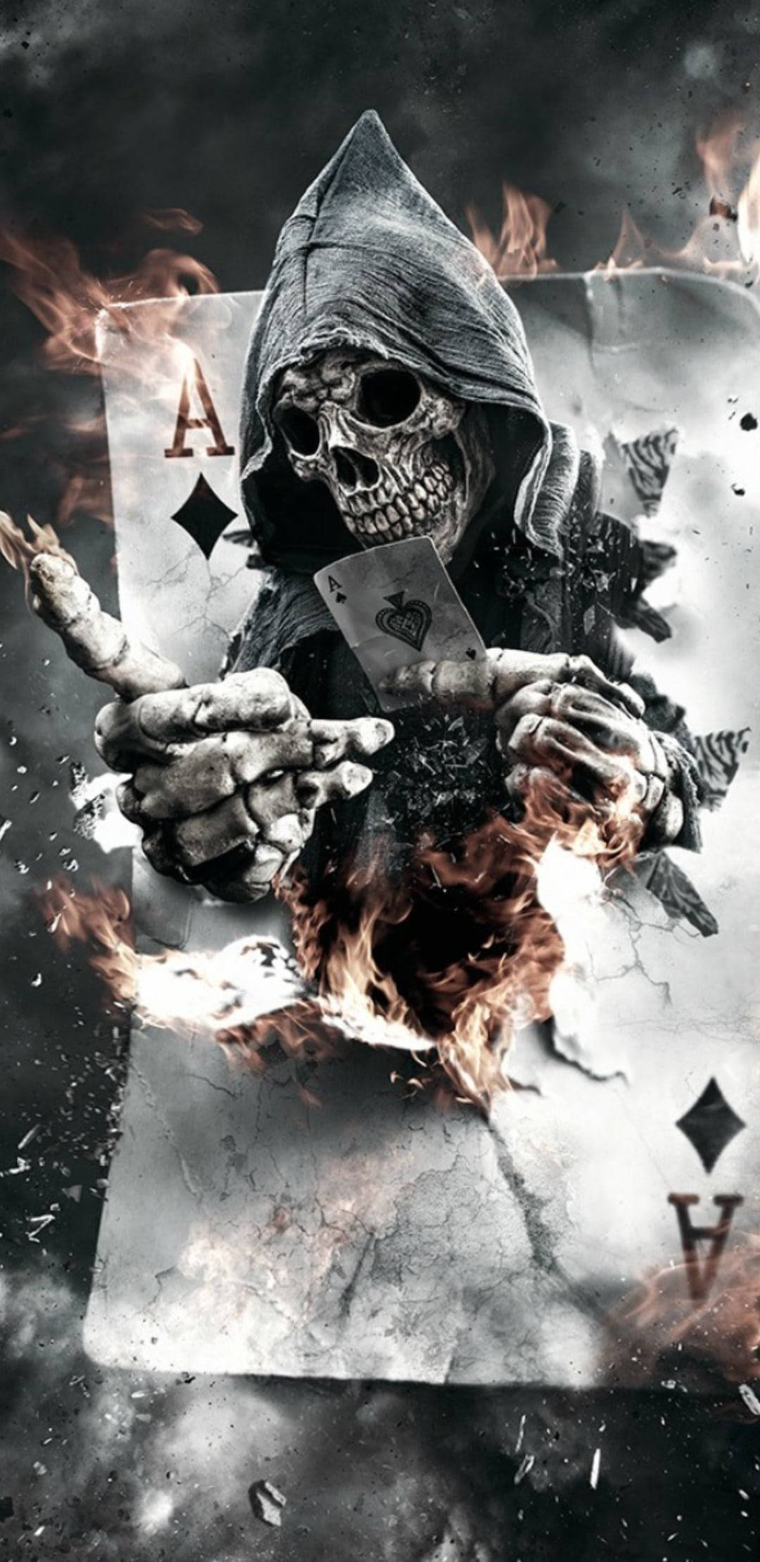 Calavera Gangster con Cartas Fondos de pantalla