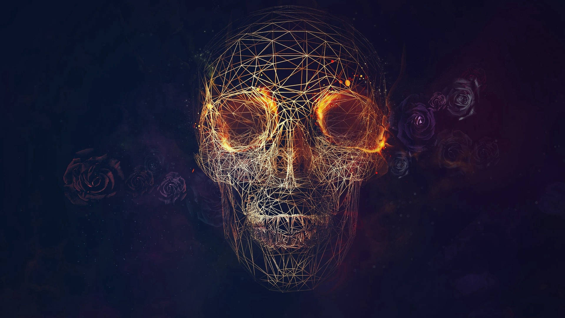 Calavera Geométrica Iluminada en un Espectro Juguetón de Color Fondos de pantalla