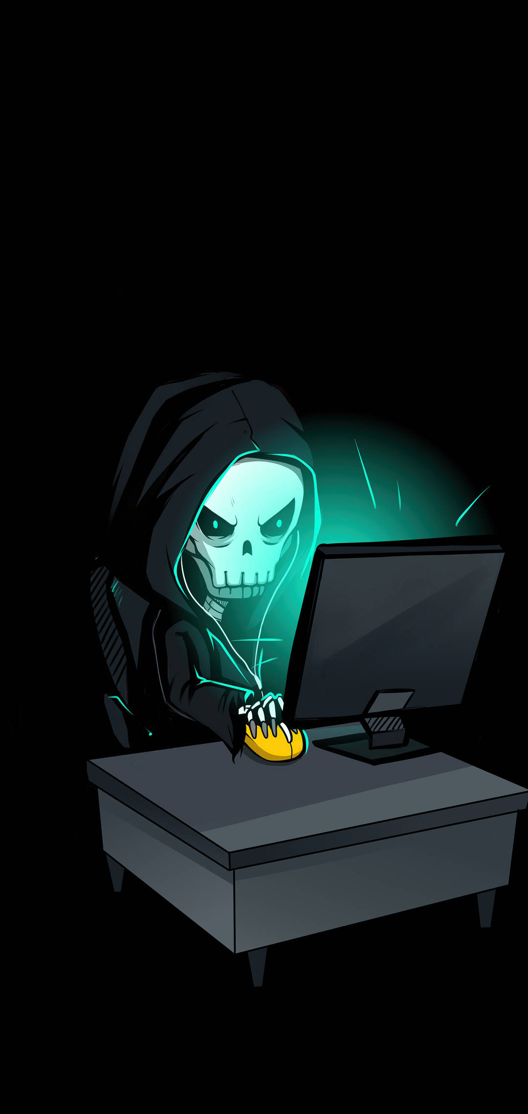 Calavera Gráfica Hackeando Computadora Android Fondos de pantalla
