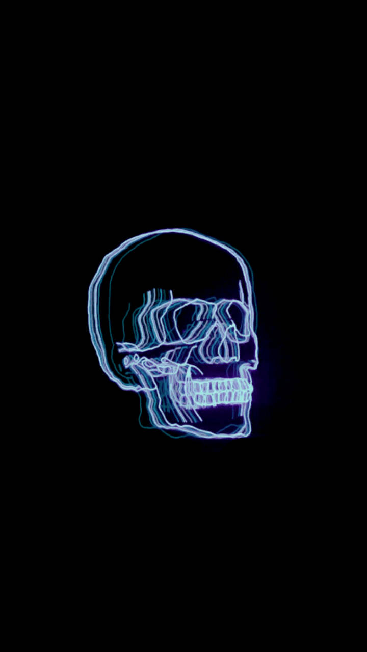 Calavera Neón Estética Azul Oscuro HD Fondos de pantalla