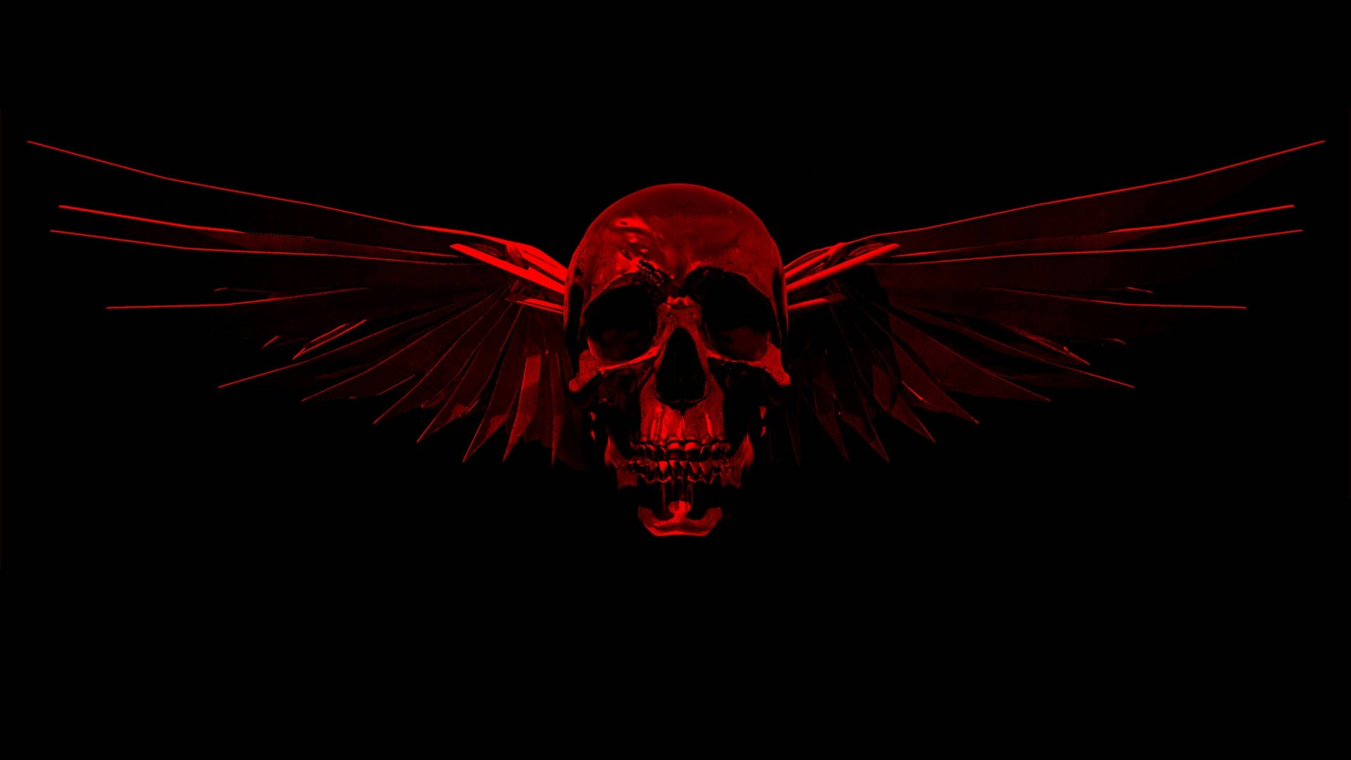 Calavera roja genial sobre fondo negro Fondos de pantalla