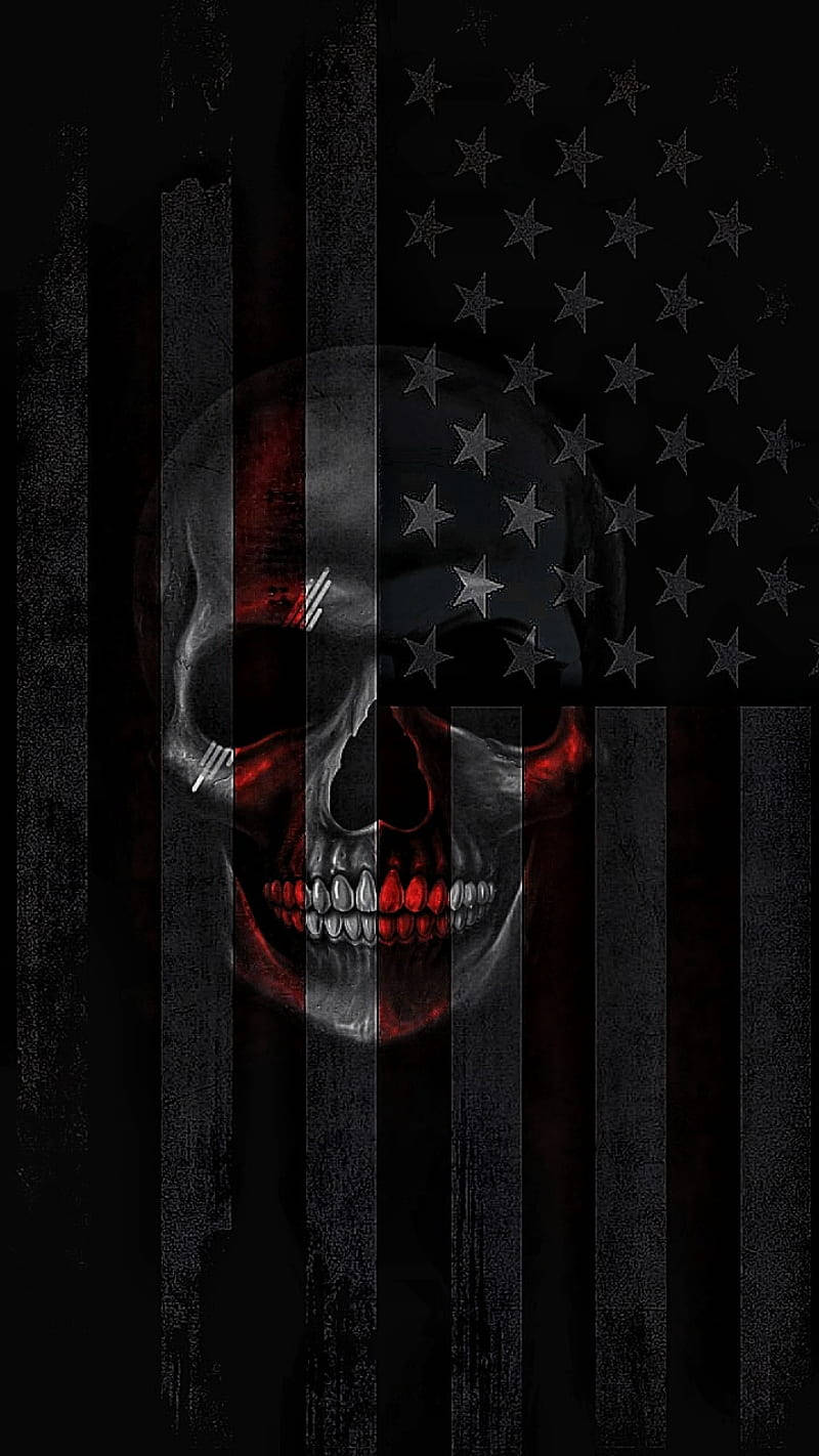 Calavera sobre bandera estadounidense oscura Fondos de pantalla