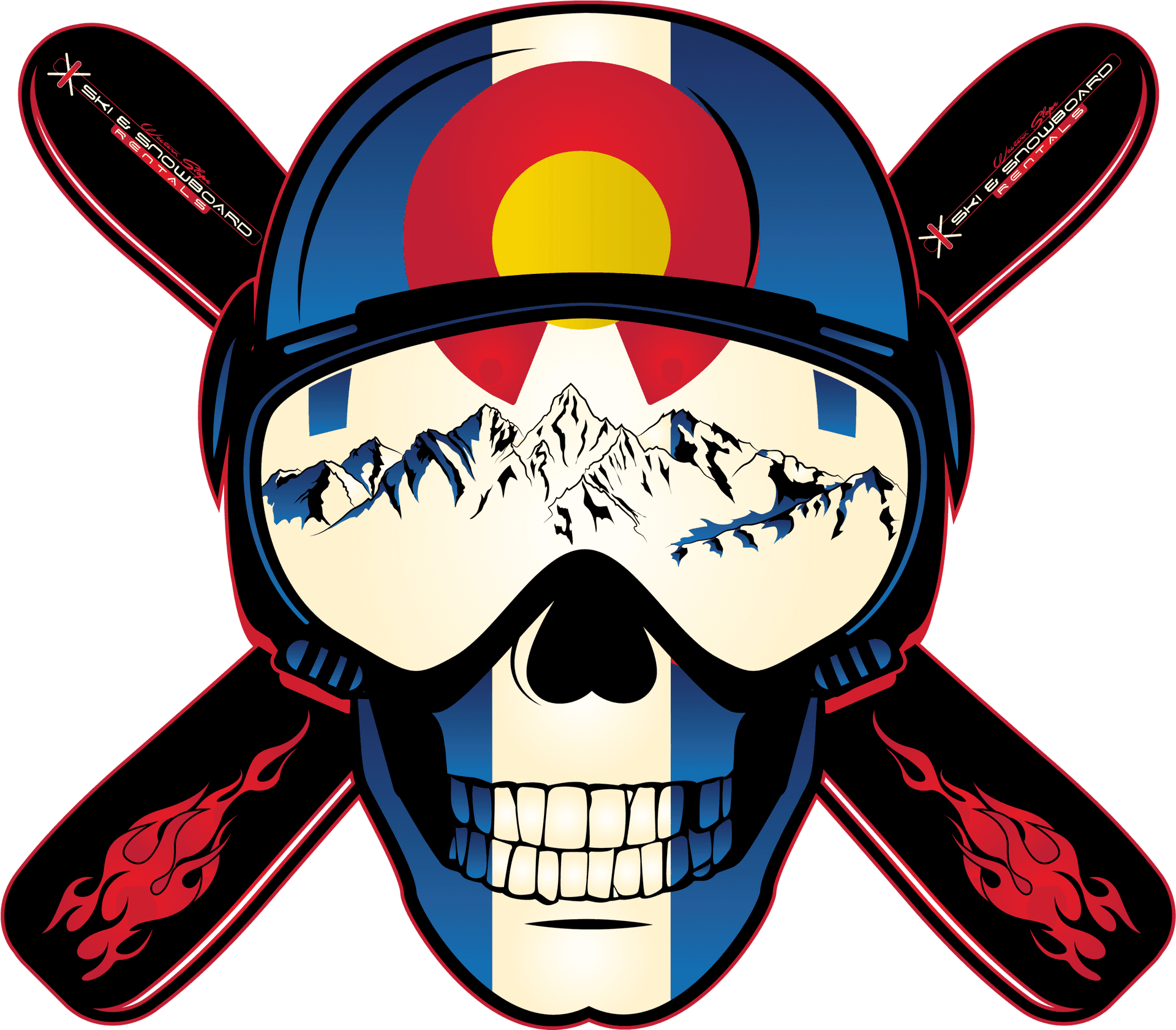 Calavera Temática de Colorado con Casco de Snowboard y Gafas Fondos de pantalla
