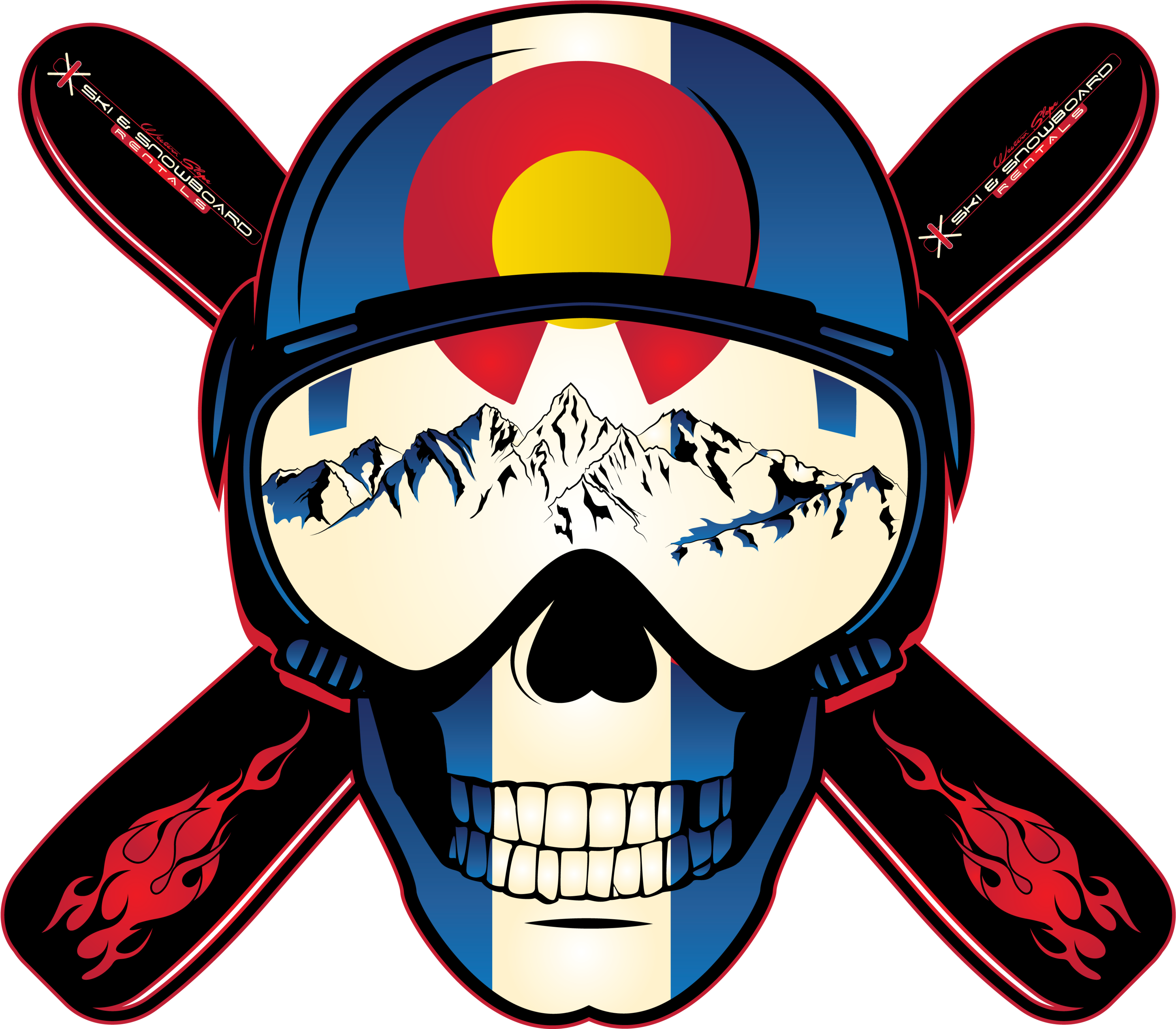 Calavera Temática de Colorado con Casco de Snowboard y Gafas Fondos de pantalla