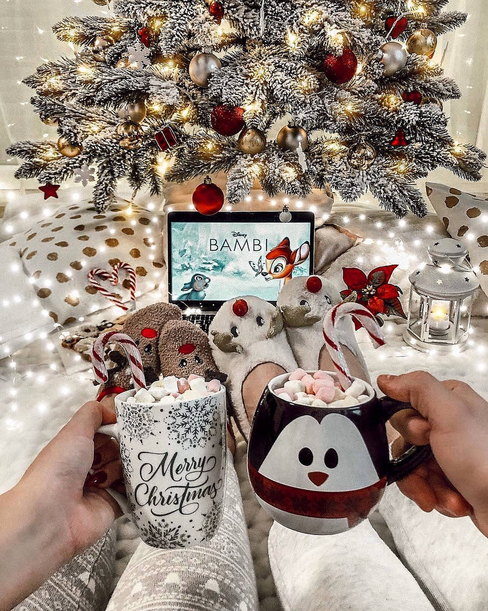 Calcetines Acogedores de Reno con Estética Navideña Fondos de pantalla