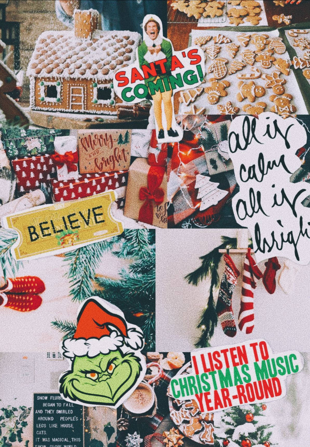 Calcomanías de collage navideño Fondos de pantalla