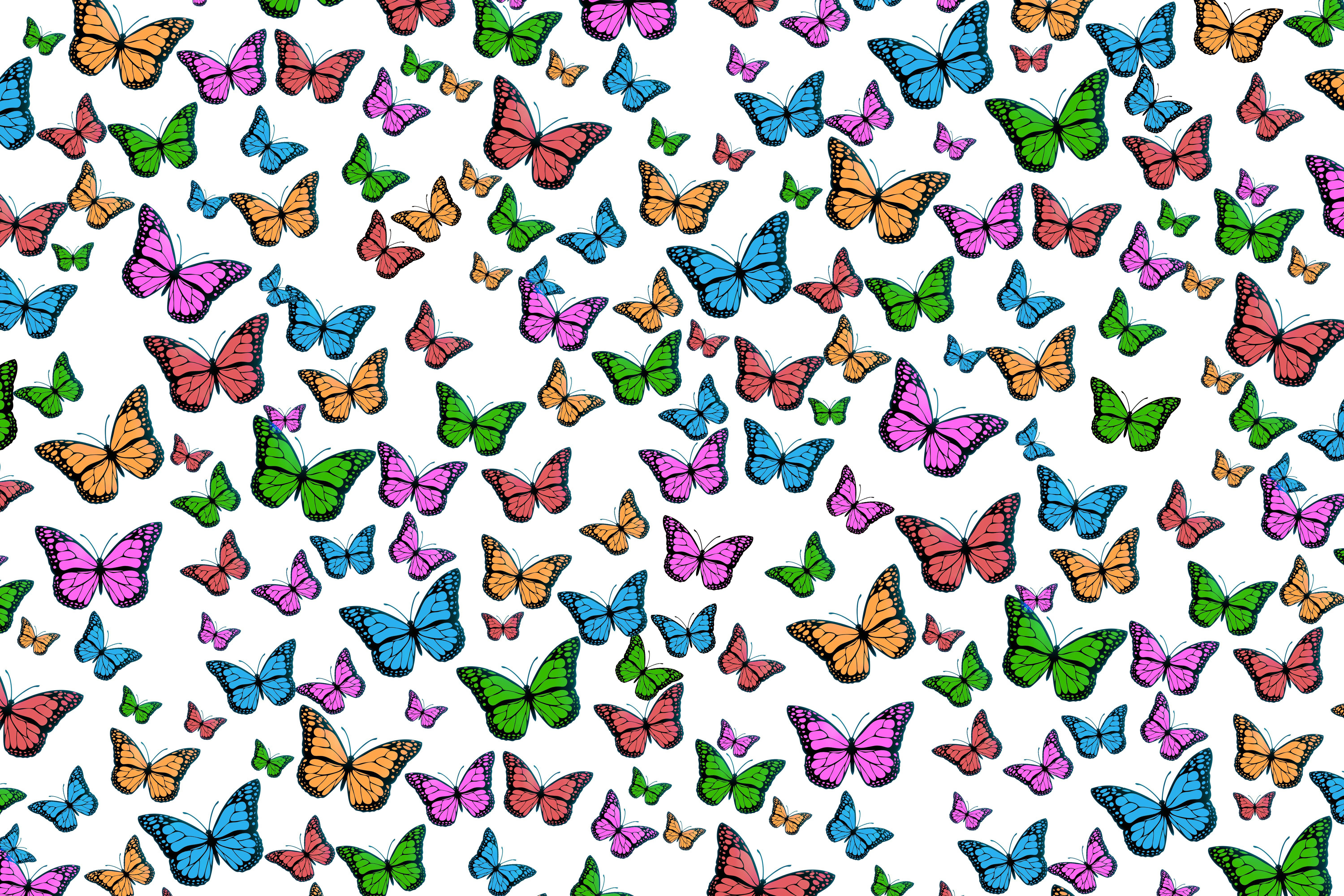 Caleidoscopio de mariposa rosa linda con otras mariposas Fondos de pantalla