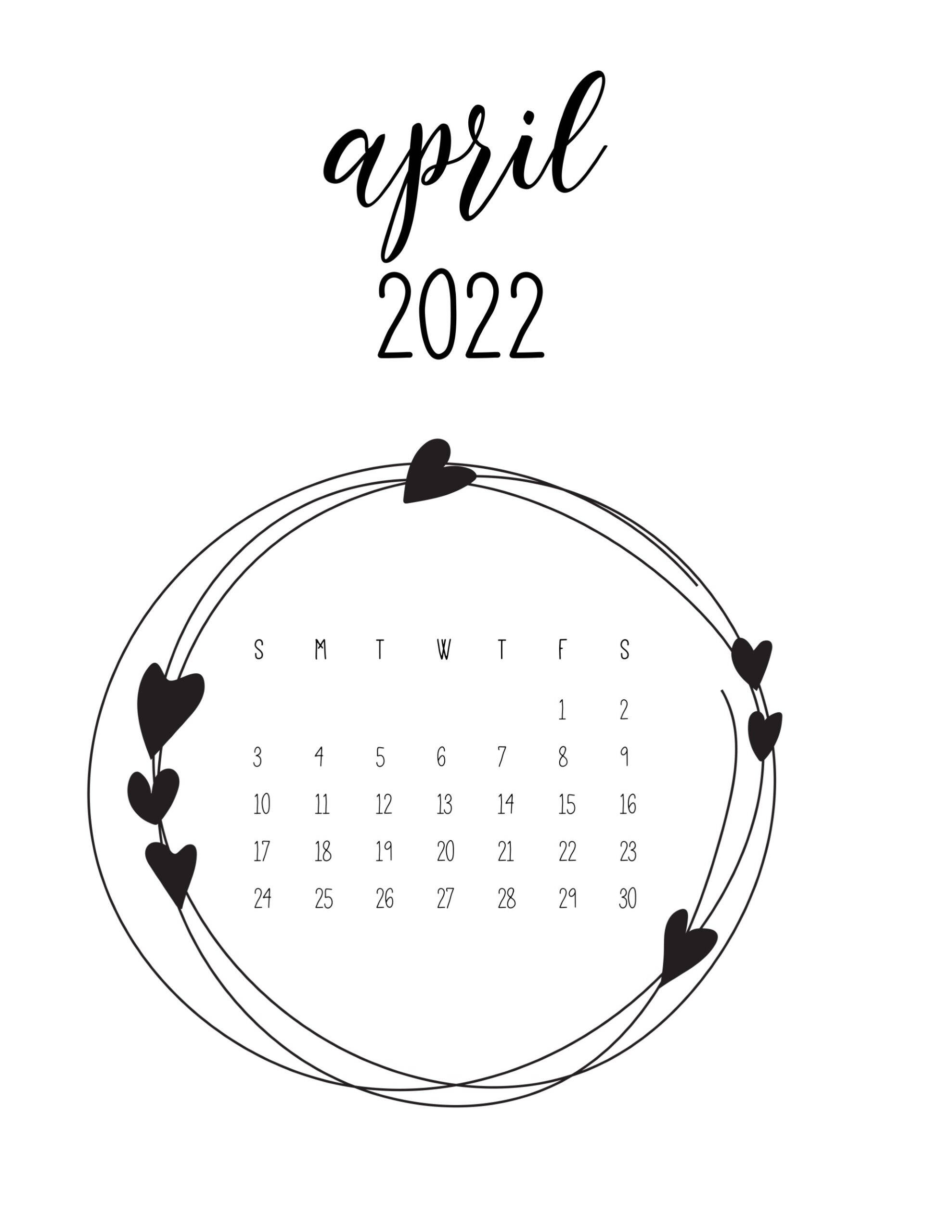 Calendario de abril 2022 en blanco y negro Fondos de pantalla