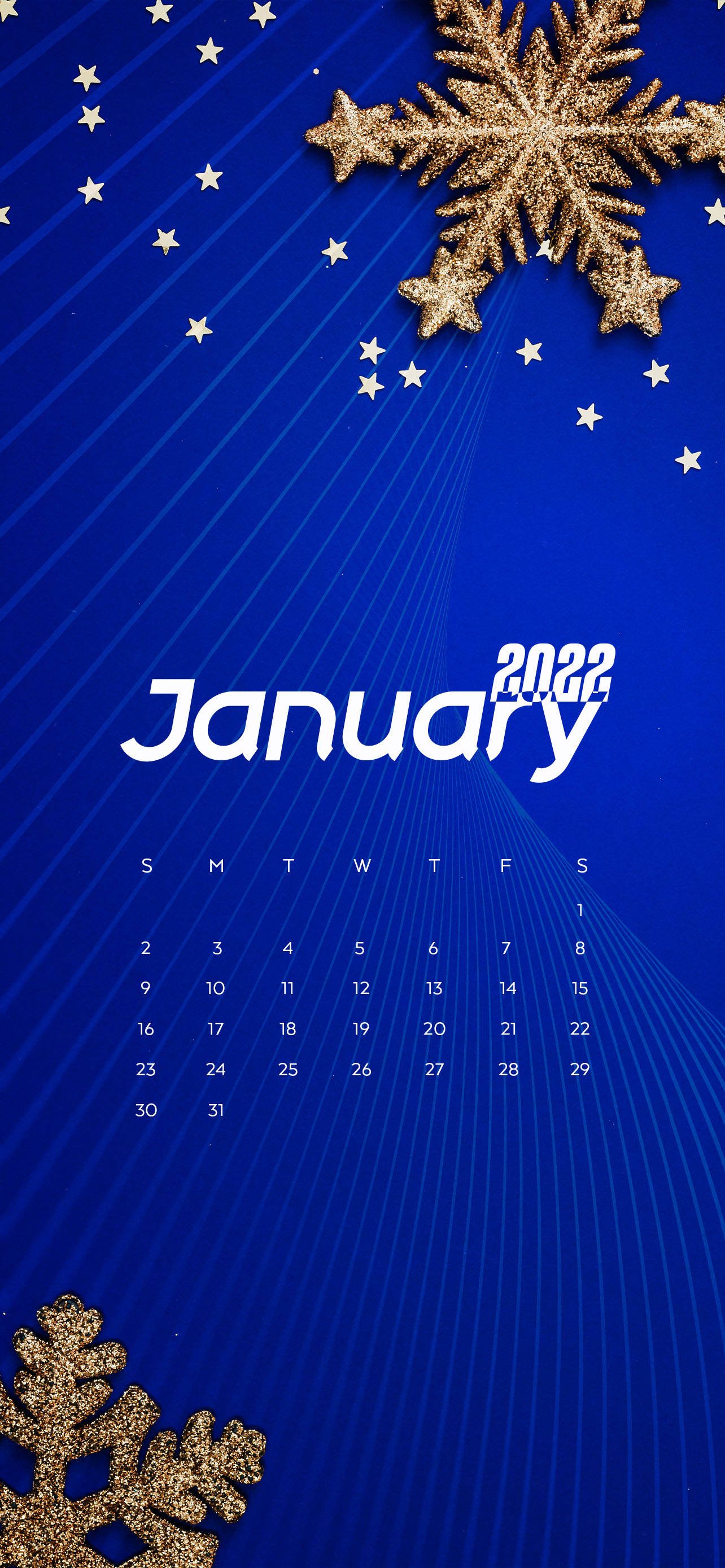 Calendario de Copos de Nieve Azul Enero 2022 Fondos de pantalla