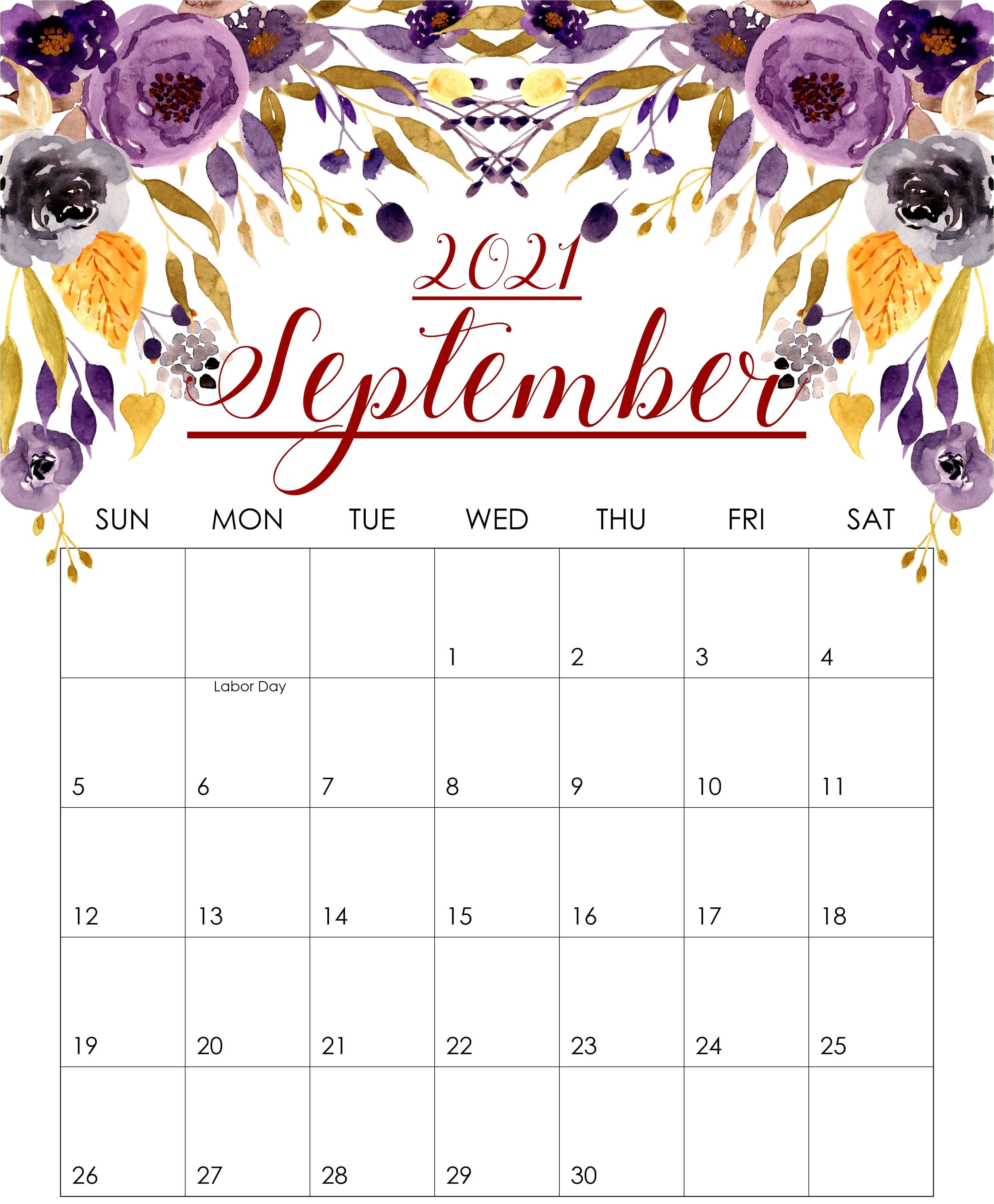 Calendario de flores moradas septiembre 2021 Fondos de pantalla