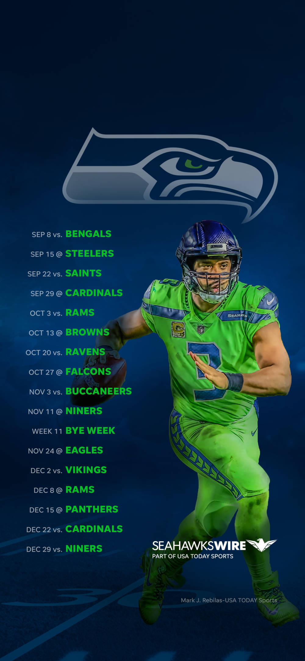 Calendario de los Seattle Seahawks Fondos de pantalla