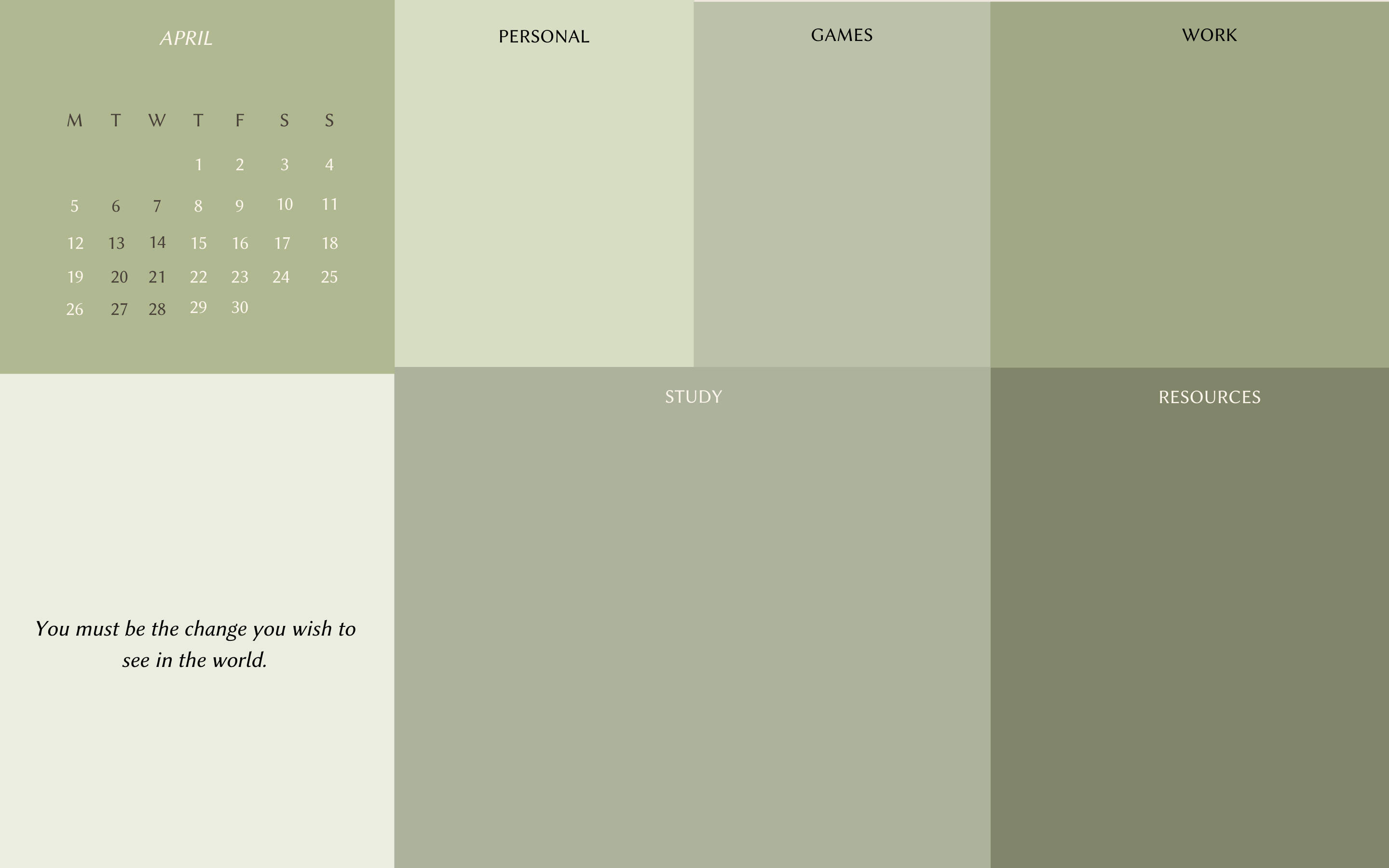 Calendario estético verde salvia Fondos de pantalla