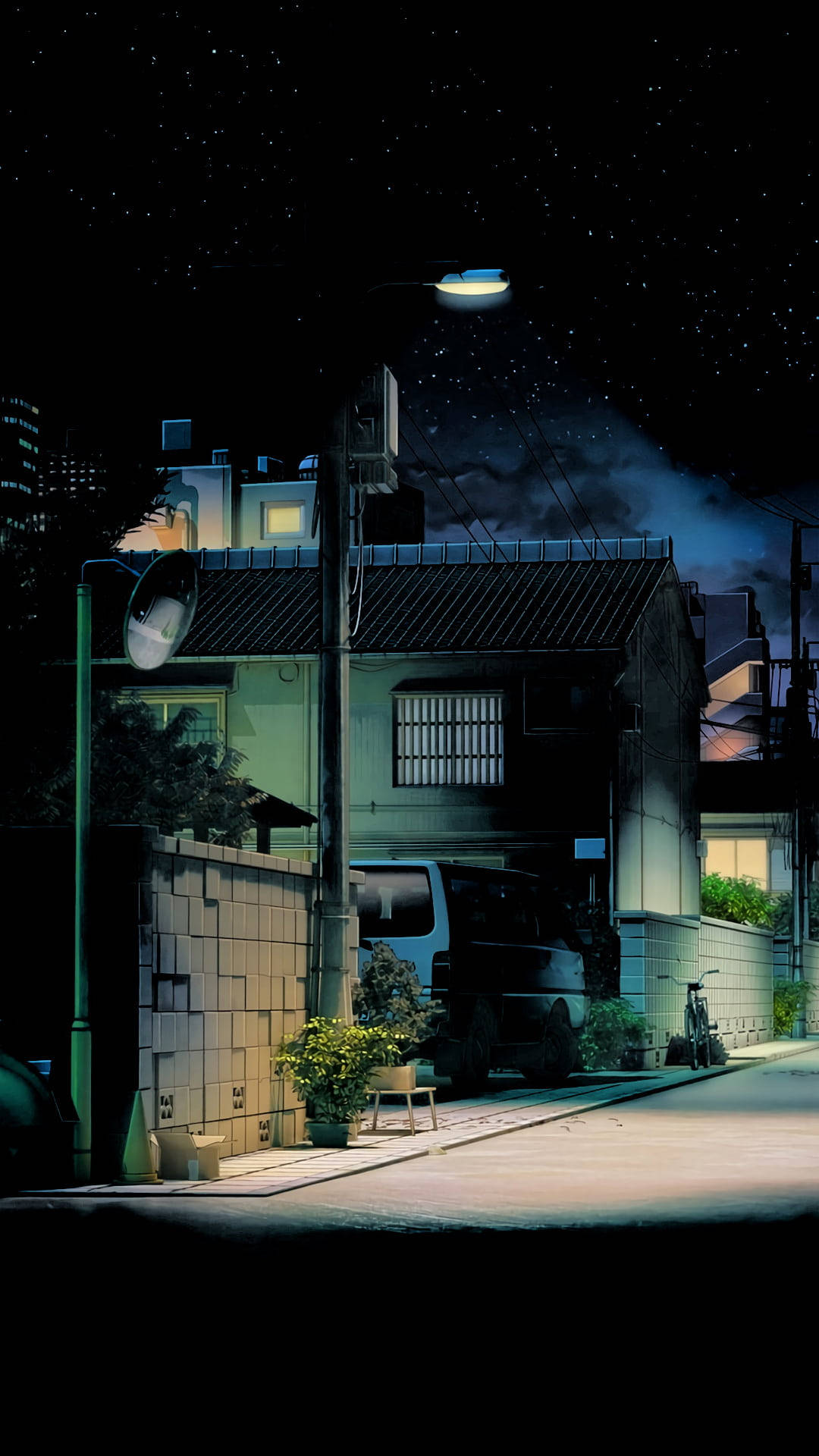 Calle nocturna anime AMOLED Android Fondos de pantalla