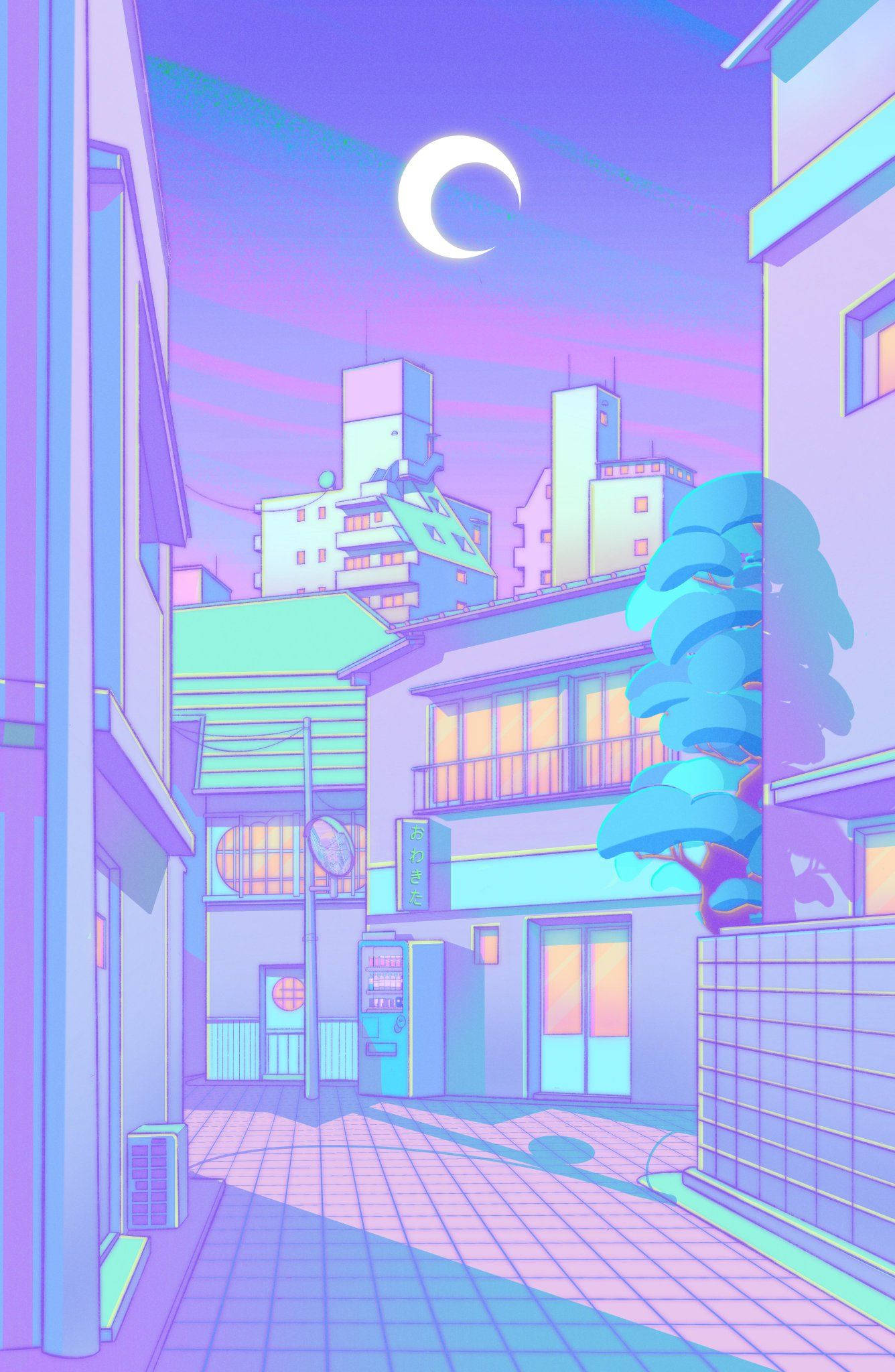 Calle Pastel Púrpura Japonesa Fondos de pantalla