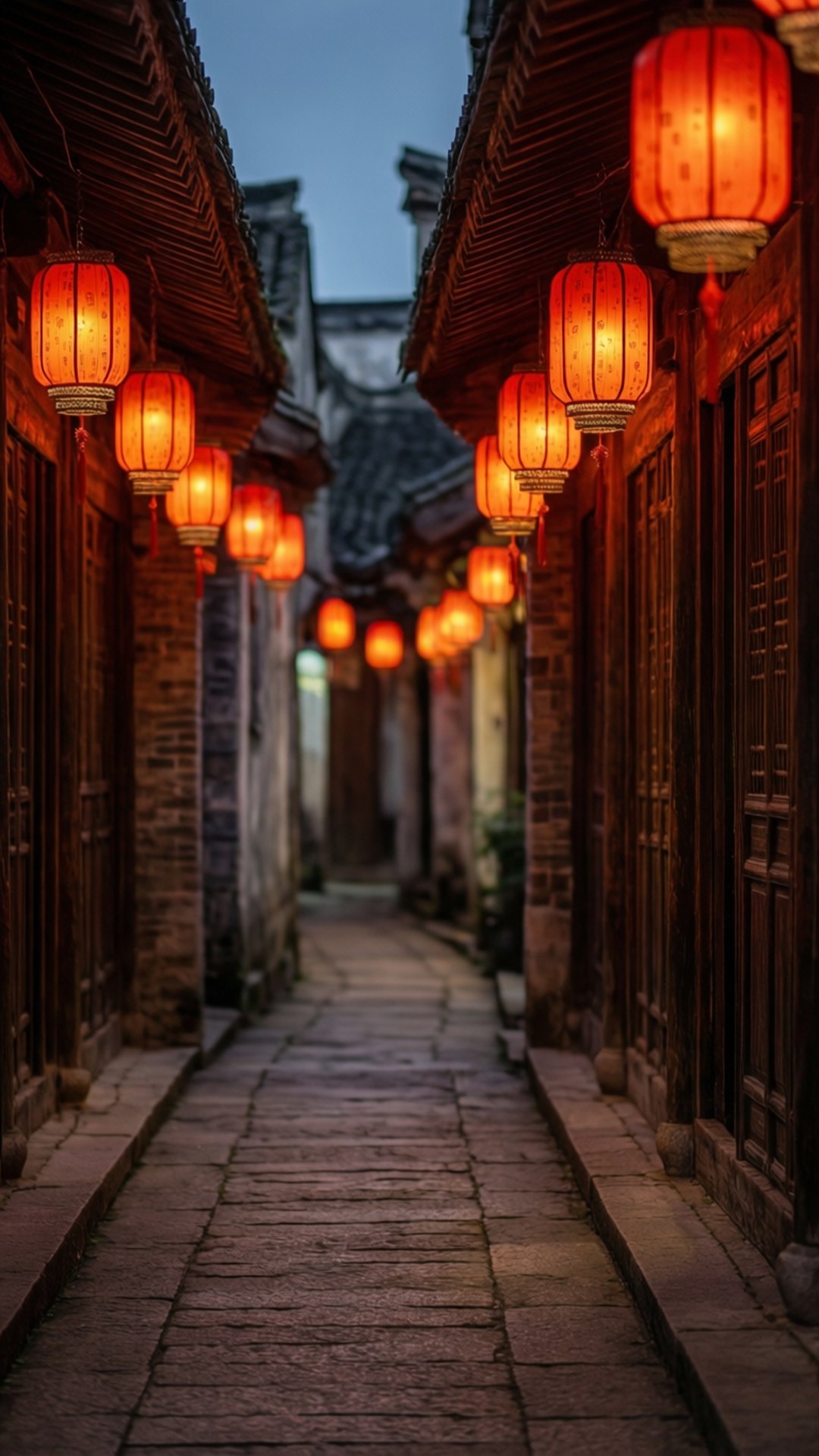 Callejón Iluminado por Faroles Fondos de pantalla