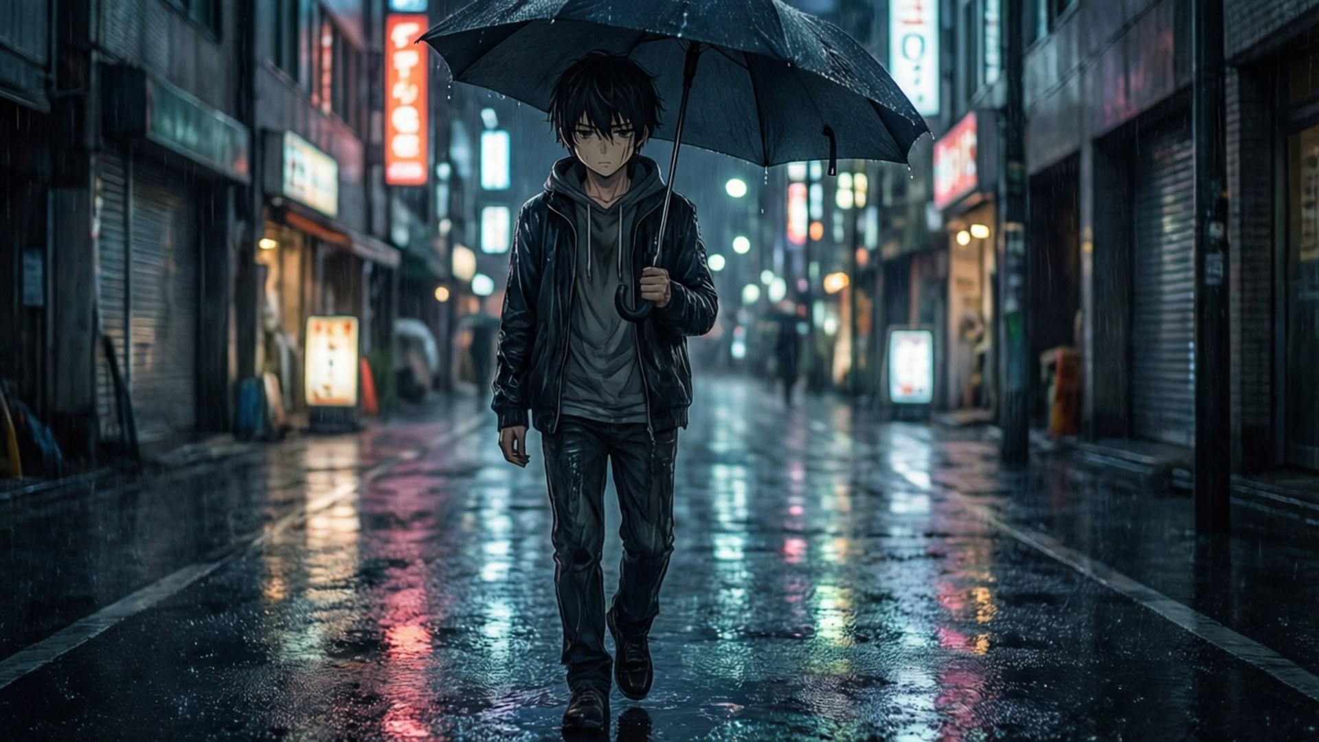 Caminata Nocturna Bajo la Lluvia Fondos de pantalla