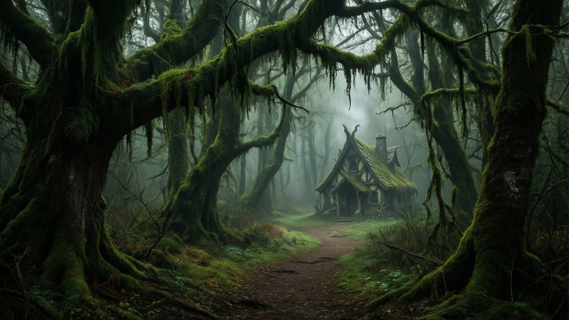 Camino Musgoso hacia la Cabaña del Hechicero Fondos de pantalla