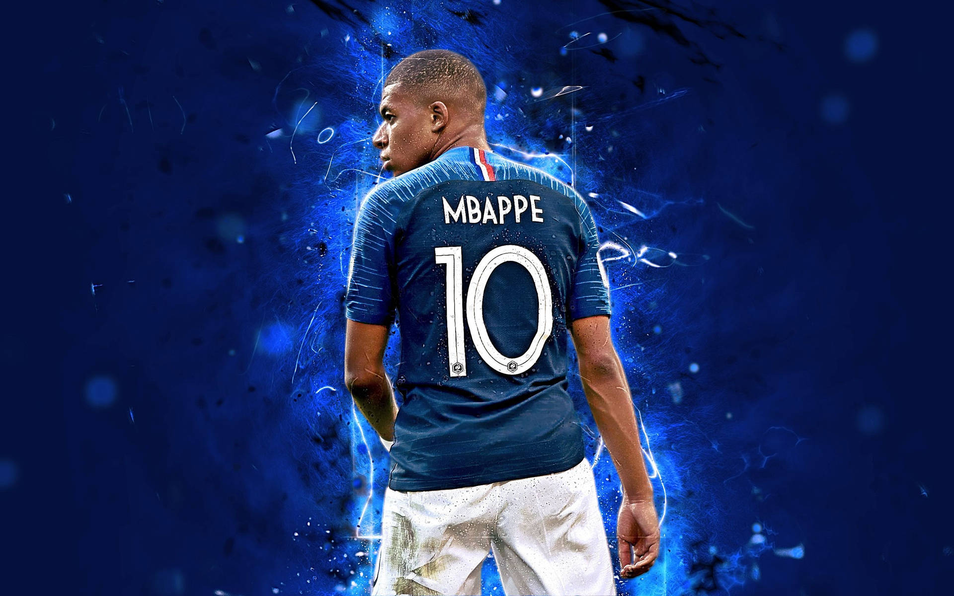 Camiseta Azul Número 10 de Kylian Mbappé 4k Fanart