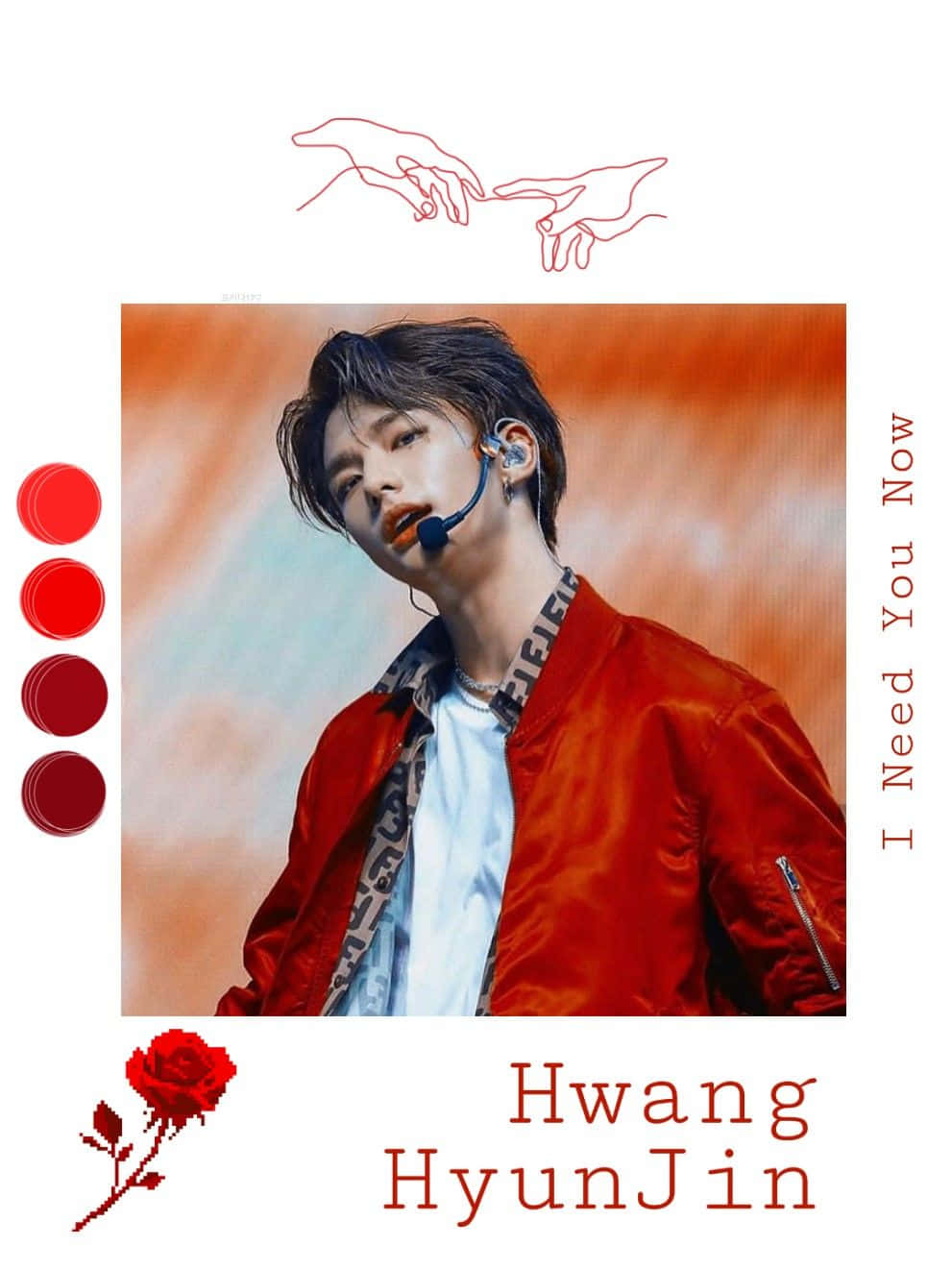 Cantante surcoreano Hyunjin con chaqueta roja Fondos de pantalla