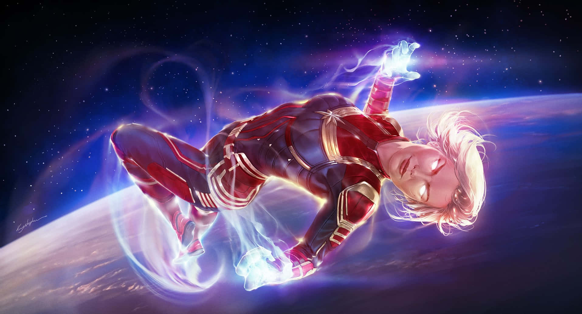 Capitana Marvel Carol Danvers en el espacio exterior Fondos de pantalla
