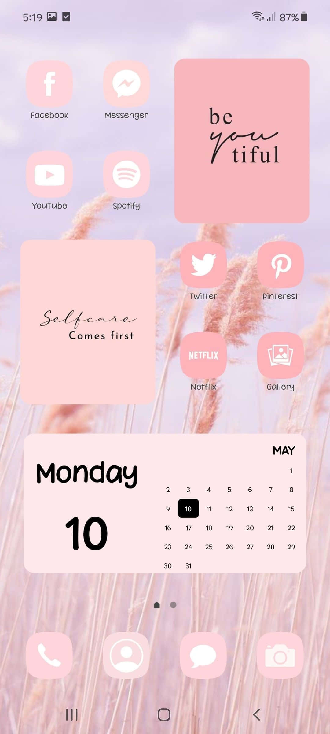 captura de pantalla con tema rosa y blanco Fondos de pantalla