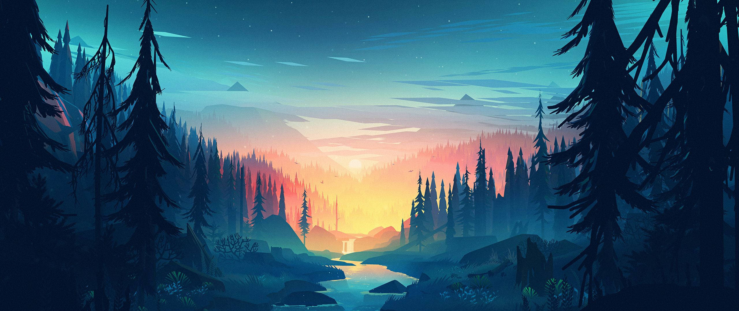 Captura la belleza tranquila de un paisaje forestal pacífico Fondos de pantalla